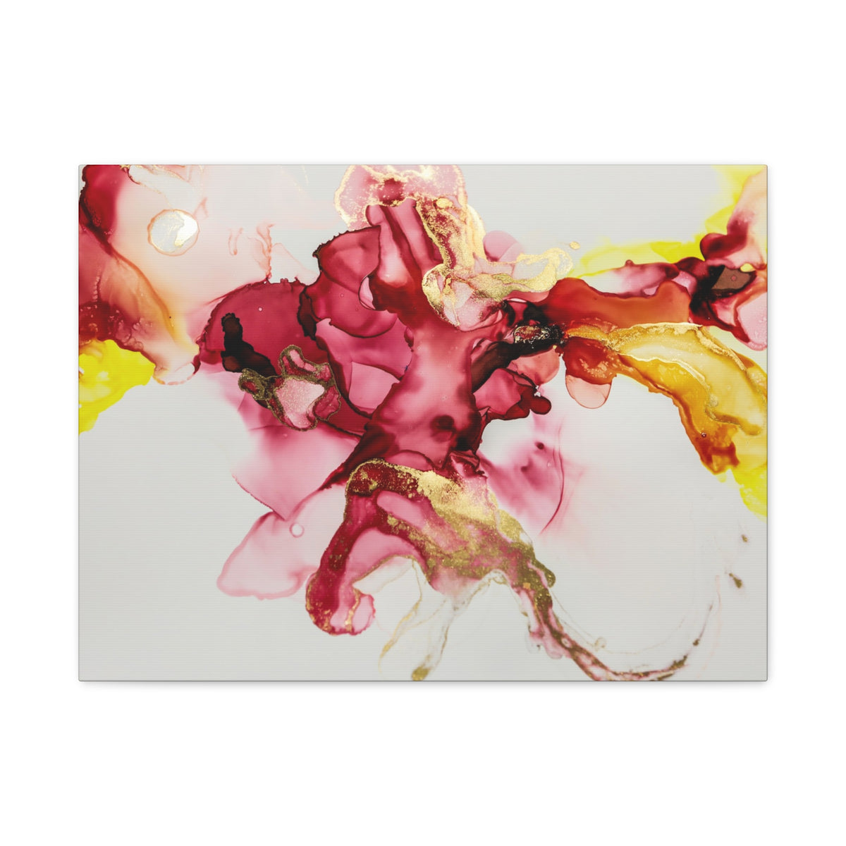 Abstract Pink & Gold Alcohol Ink Art Canvas Print — Matte Stretched Wall Art