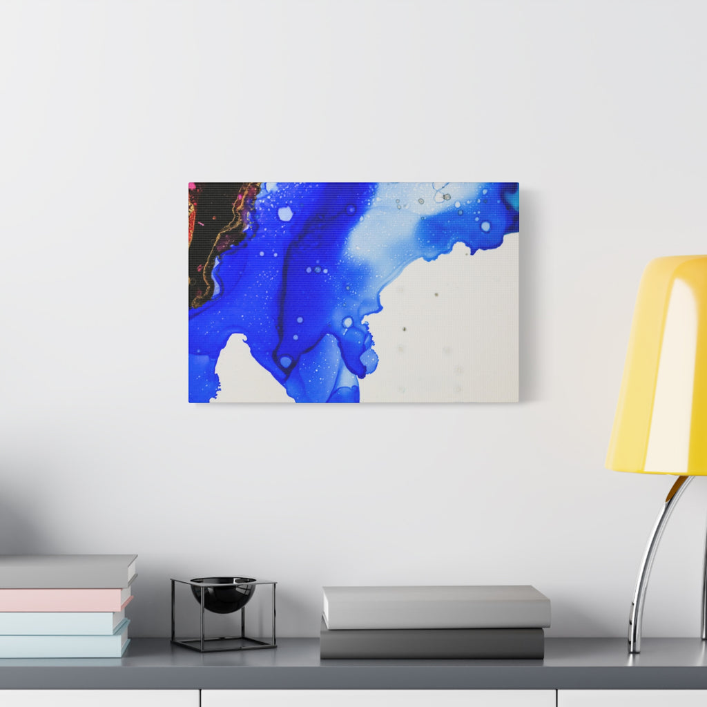 Abstract Blue Ink Art Canvas Print — Oceanic Fluid Painting