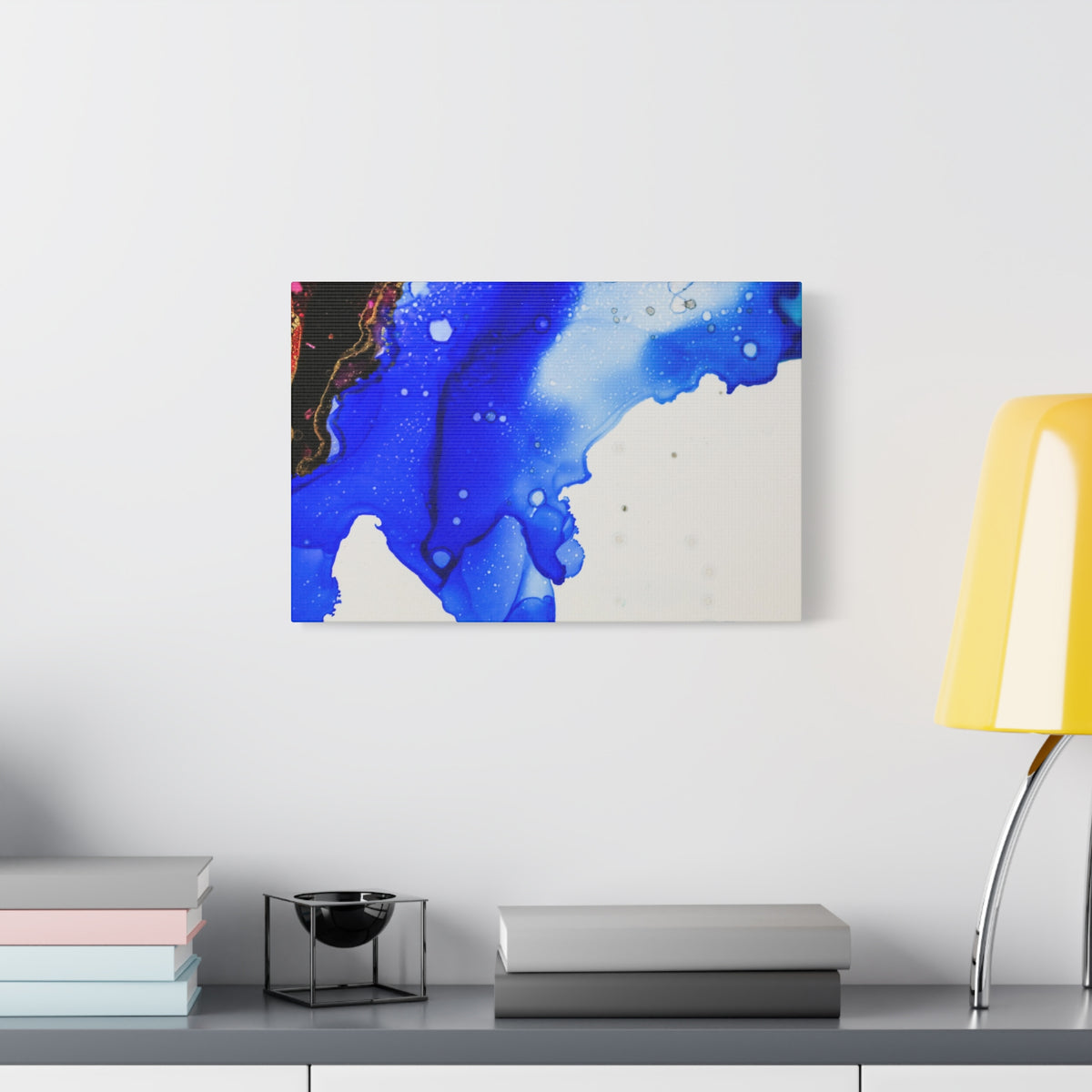 Abstract Blue Ink Art Canvas Print — Oceanic Fluid Painting