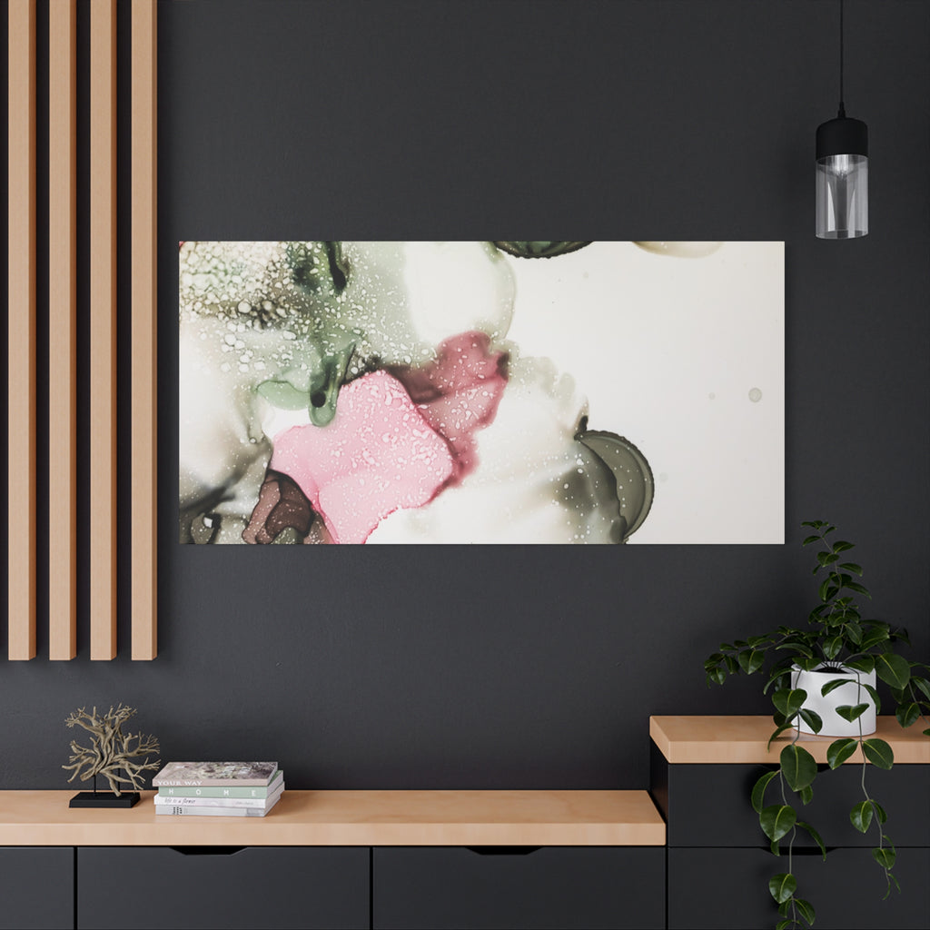 Abstract Pink & Sage Alcohol Ink Canvas Print — Modern Wall Art