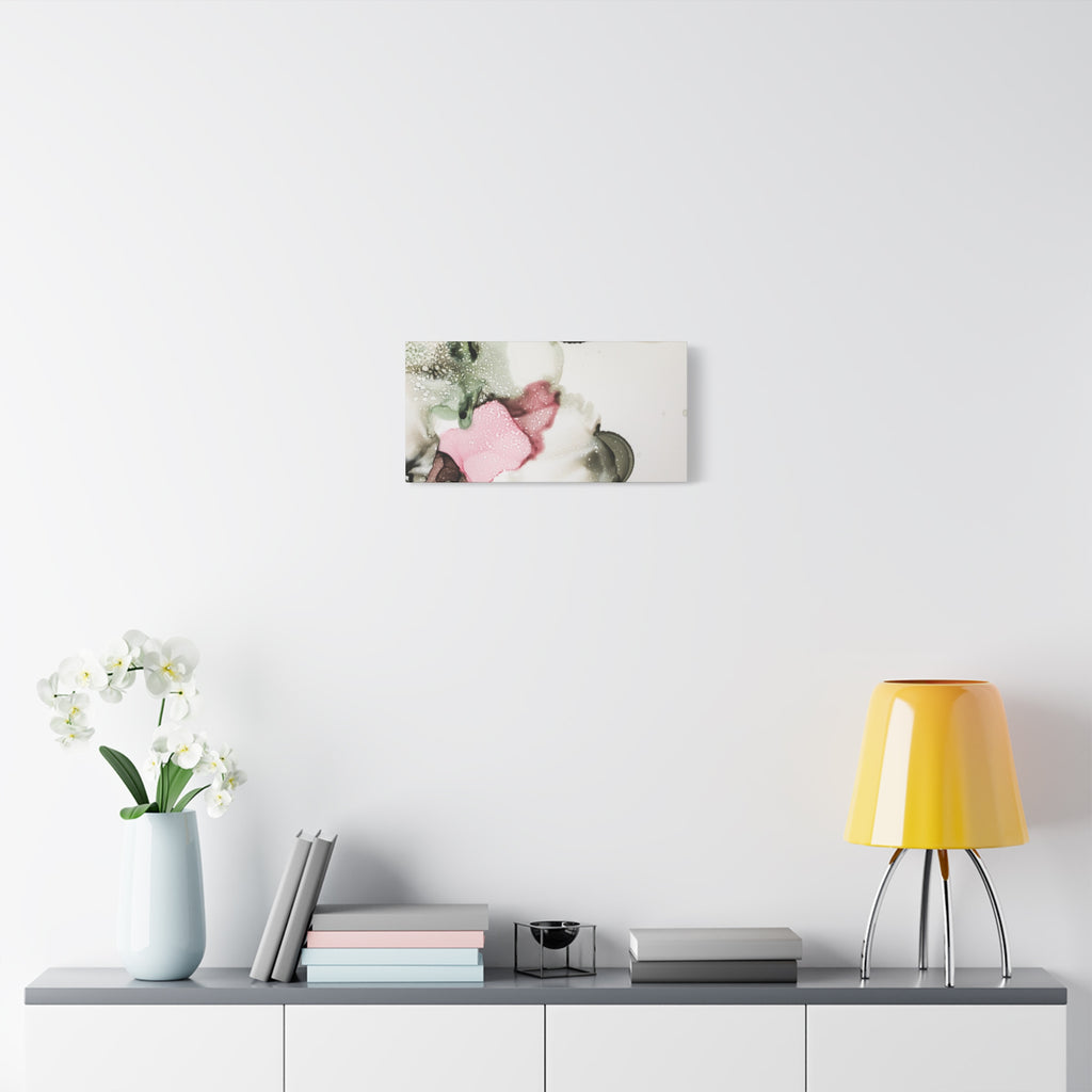 Abstract Pink & Sage Alcohol Ink Canvas Print — Modern Wall Art