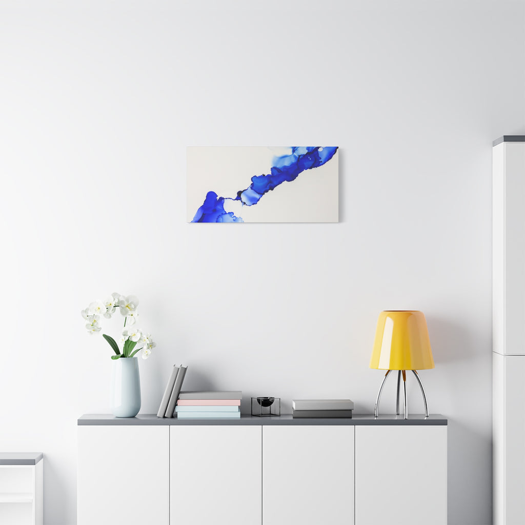 Blue Ink Abstract Matte Canvas Print — Stretched 1.25\"