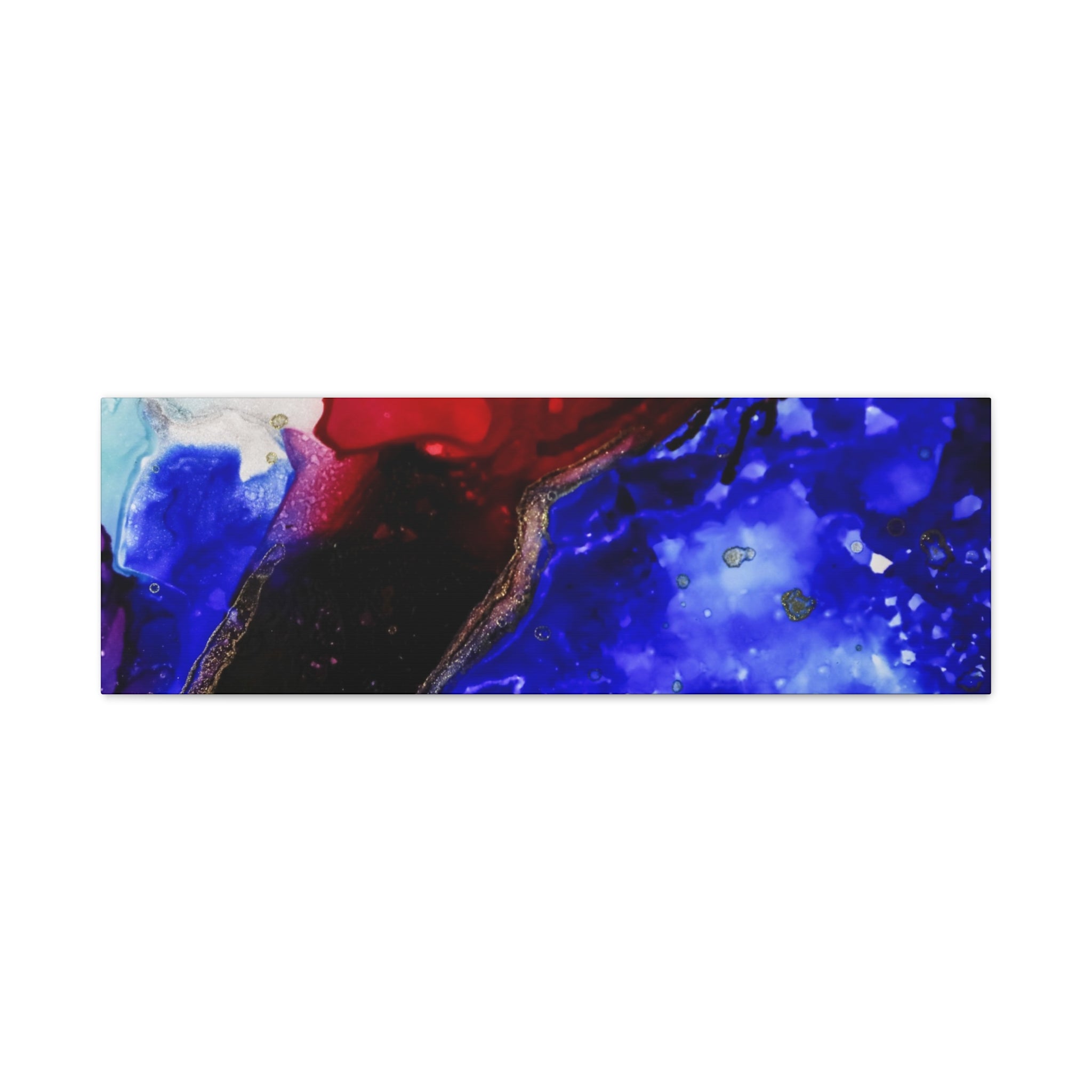 Abstract Geode Resin Art Canvas – Blue & Red Fluid Wall Art (Matte Stretched)
