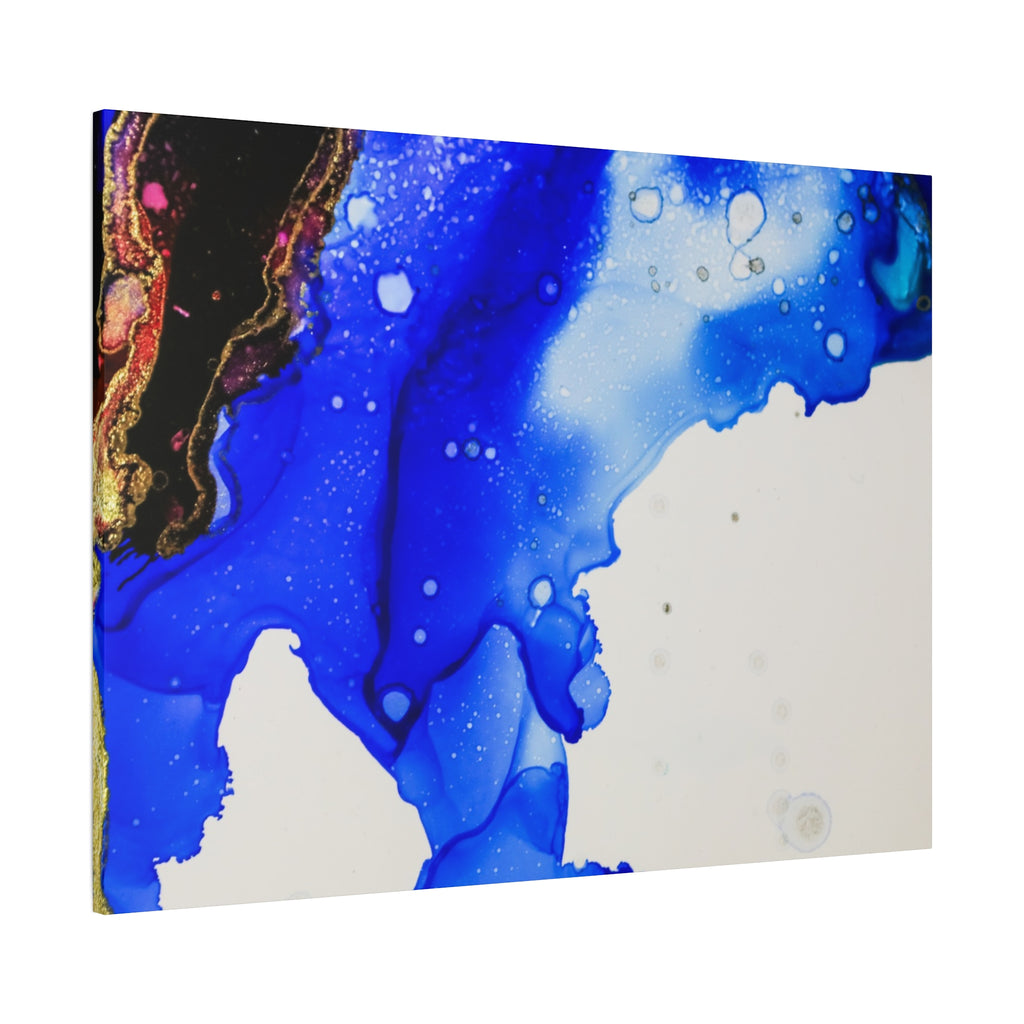 Abstract Blue Ink Art Canvas Print — Oceanic Fluid Painting