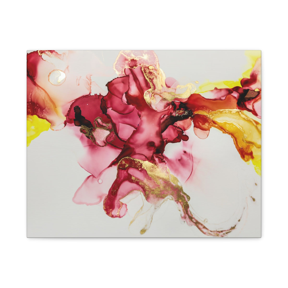 Abstract Pink & Gold Alcohol Ink Art Canvas Print — Matte Stretched Wall Art