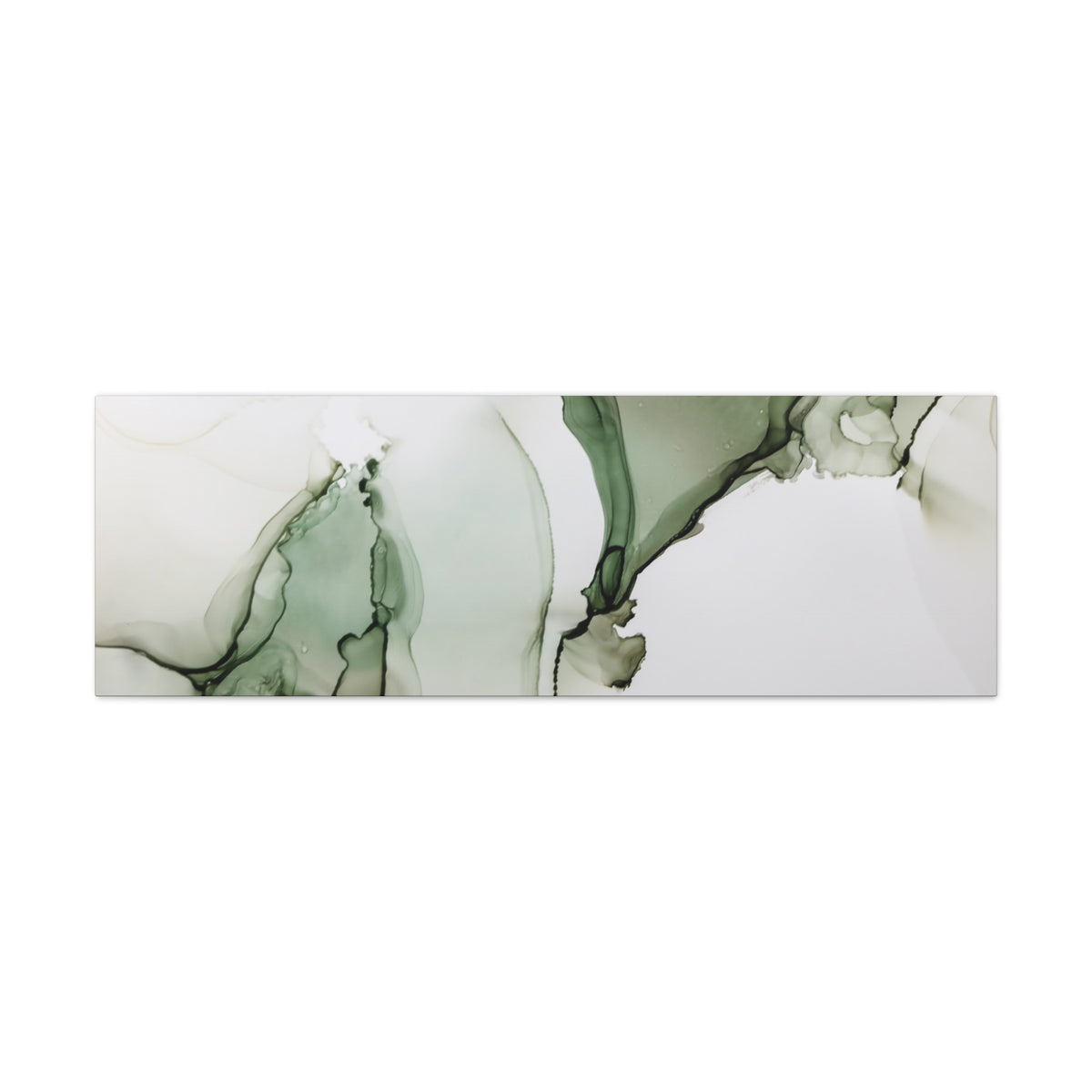 Green Ink Abstract Matte Canvas Print — Stretched 1.25" Wall Art