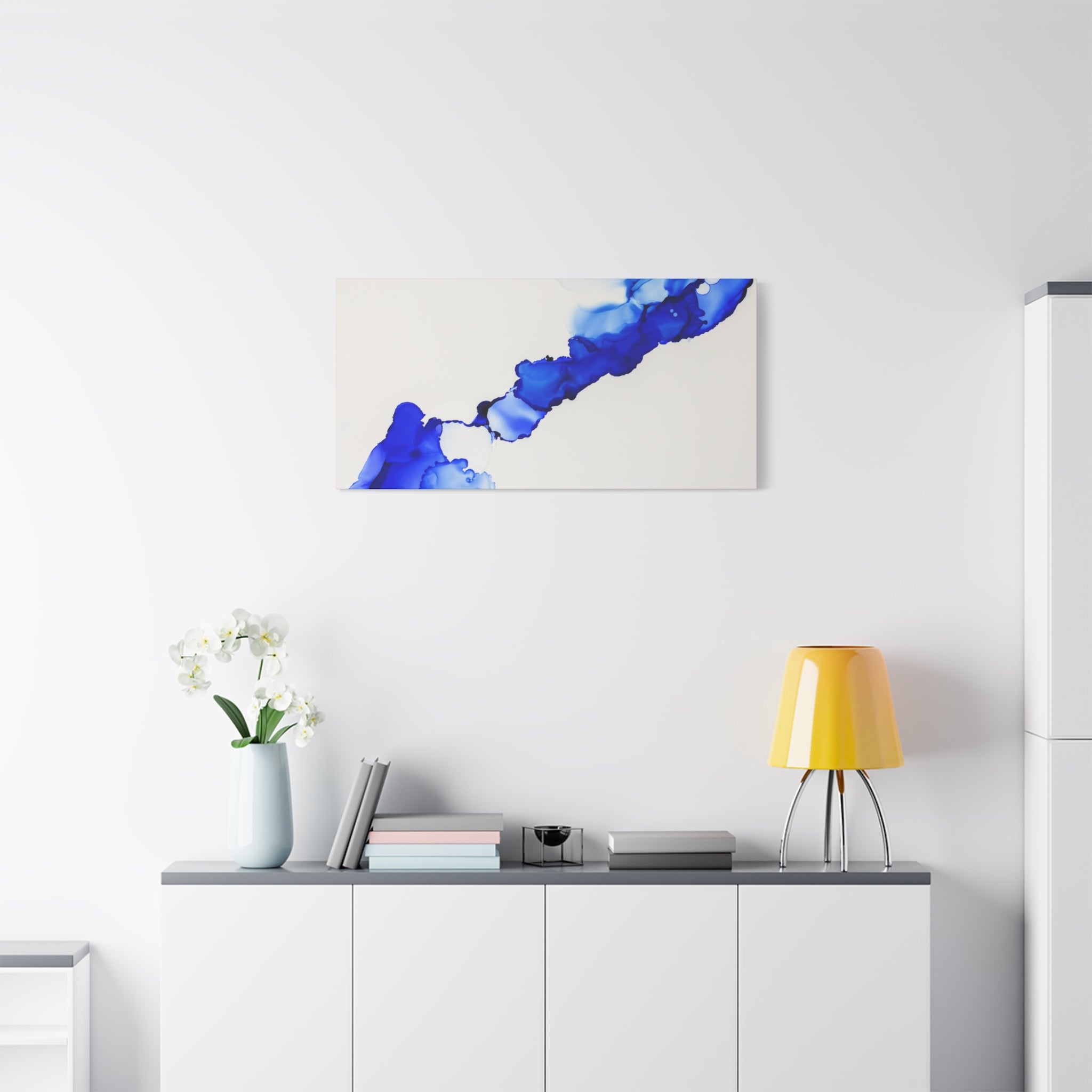 Blue Ink Abstract Matte Canvas Print — Stretched 1.25\"