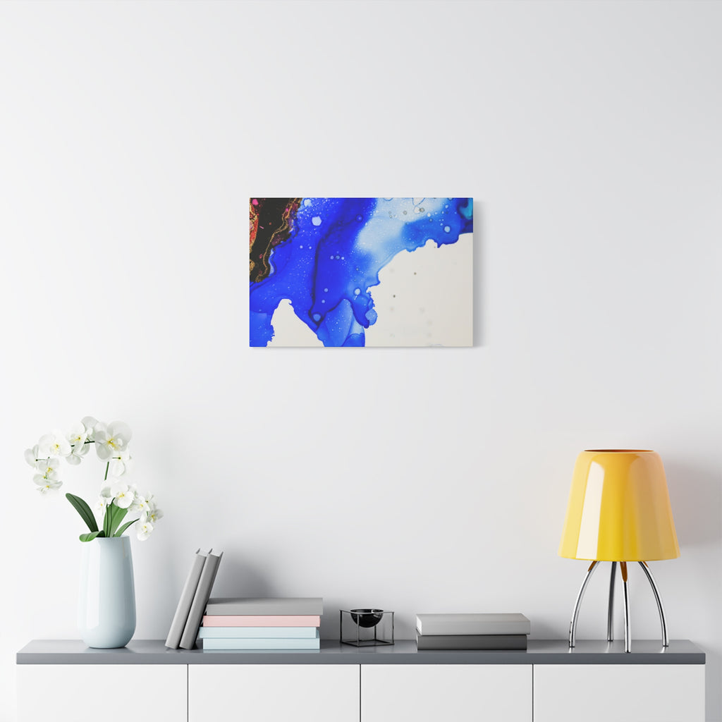 Abstract Blue Ink Art Canvas Print — Oceanic Fluid Painting