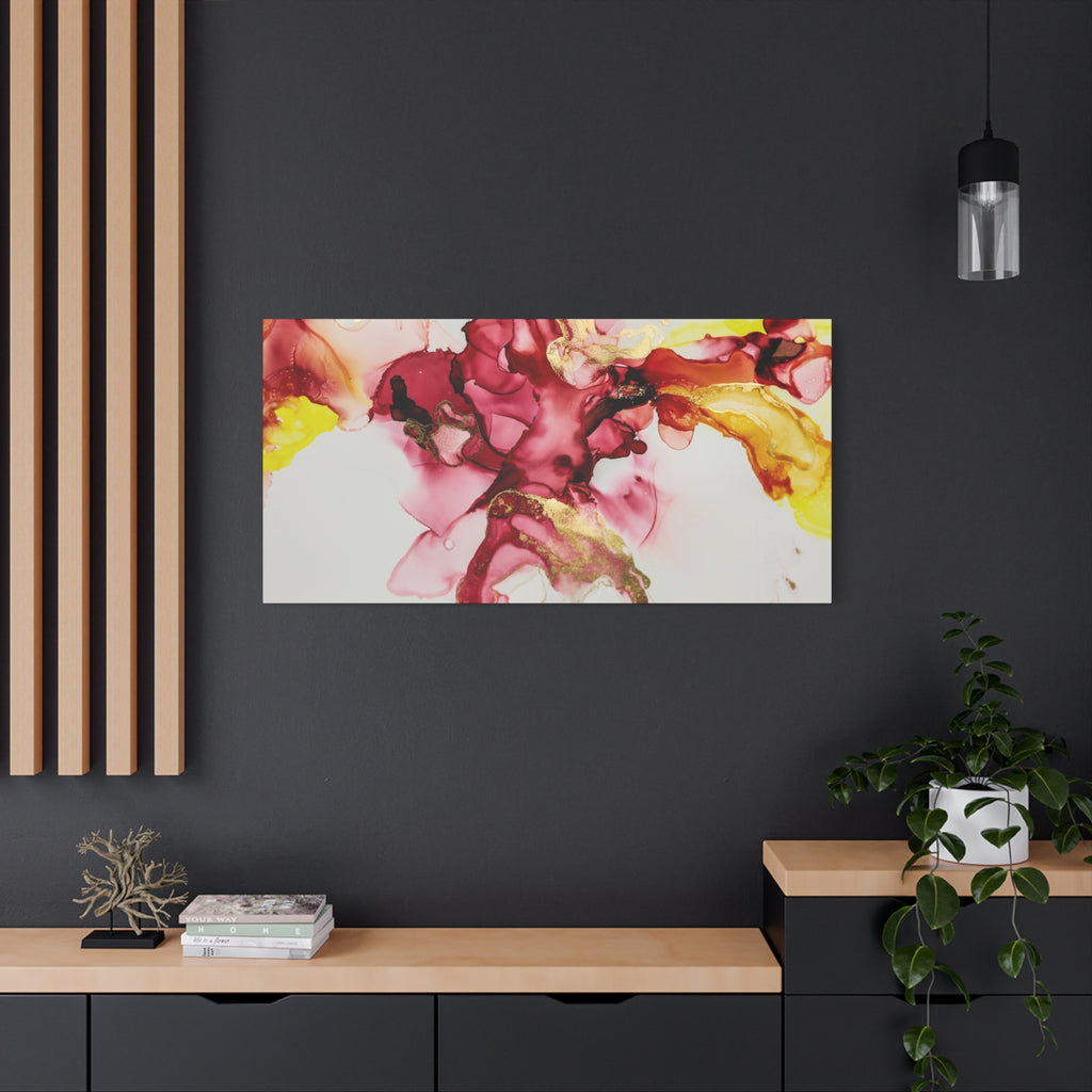 Abstract Pink & Gold Alcohol Ink Art Canvas Print — Matte Stretched Wall Art