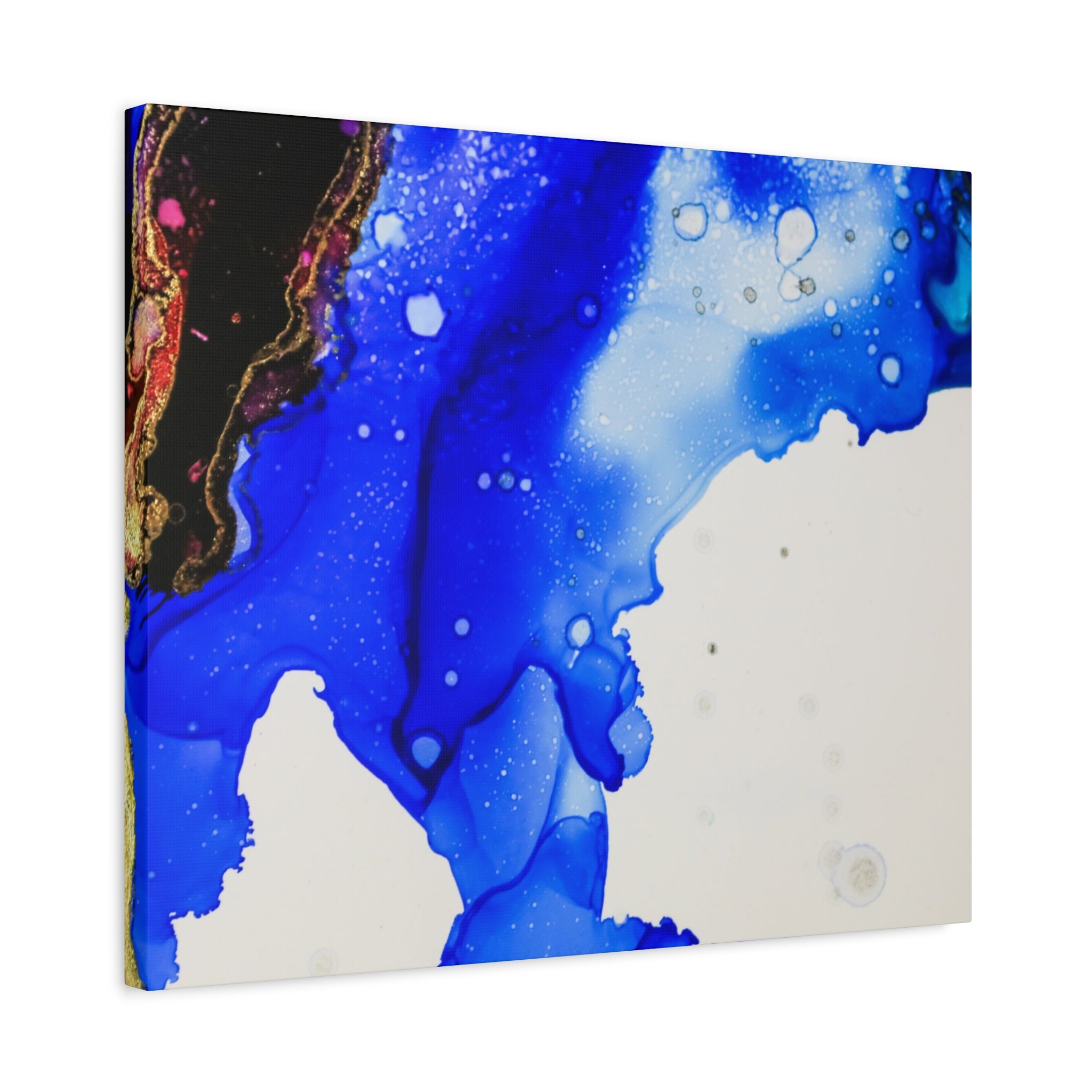 Abstract Blue Ink Art Canvas Print — Oceanic Fluid Painting