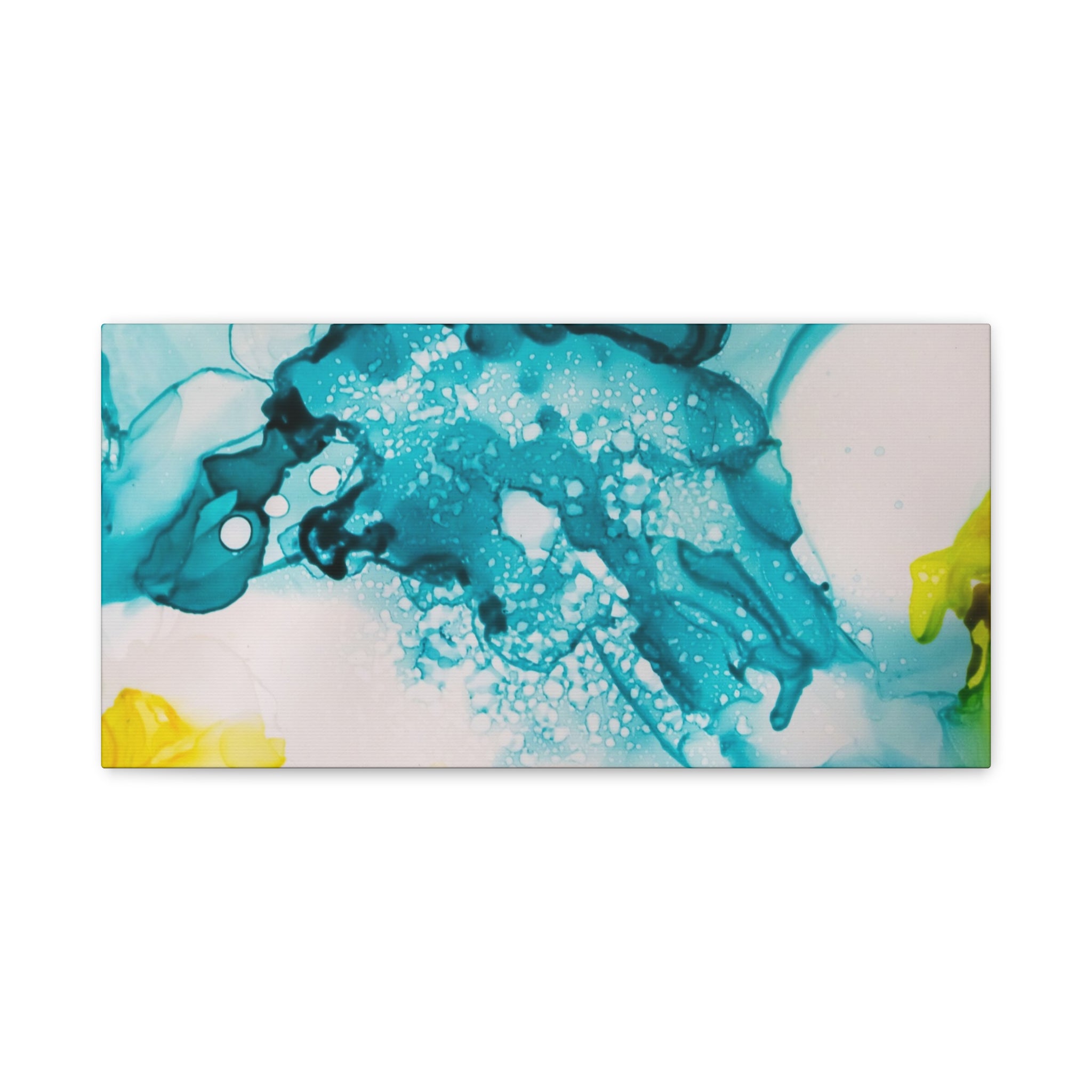 Teal & Yellow Abstract Fluid Art Canvas