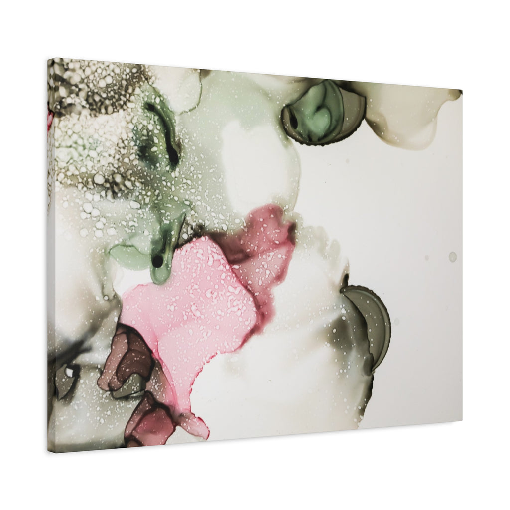 Abstract Pink & Sage Alcohol Ink Canvas Print — Modern Wall Art