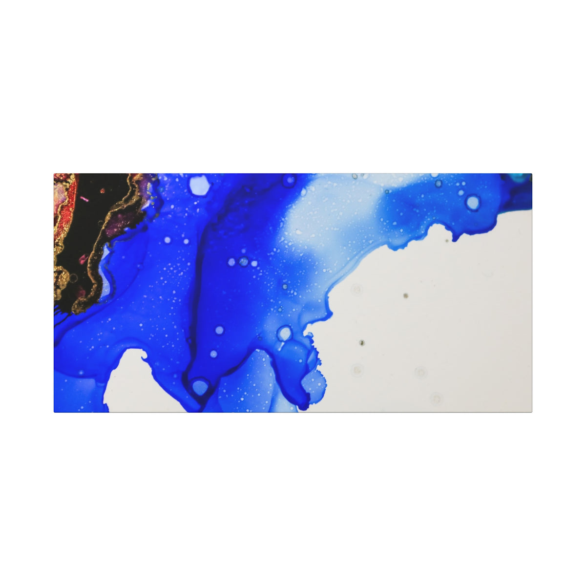 Abstract Blue Ink Art Canvas Print — Oceanic Fluid Painting