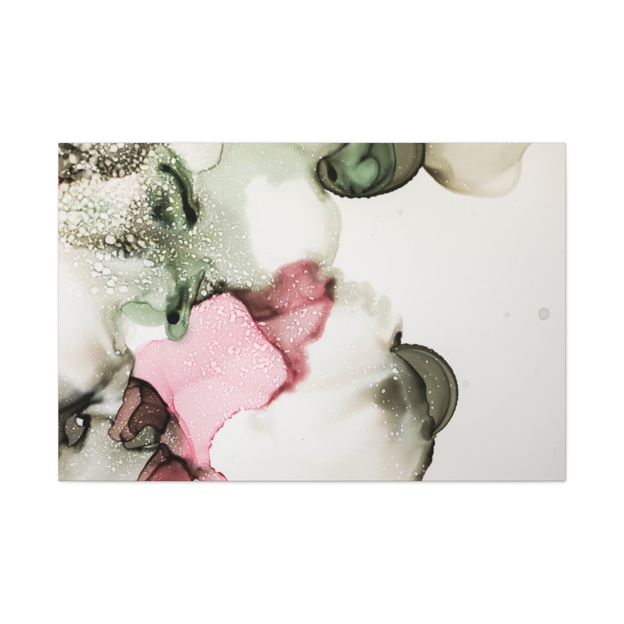 Abstract Pink & Sage Alcohol Ink Canvas Print — Modern Wall Art