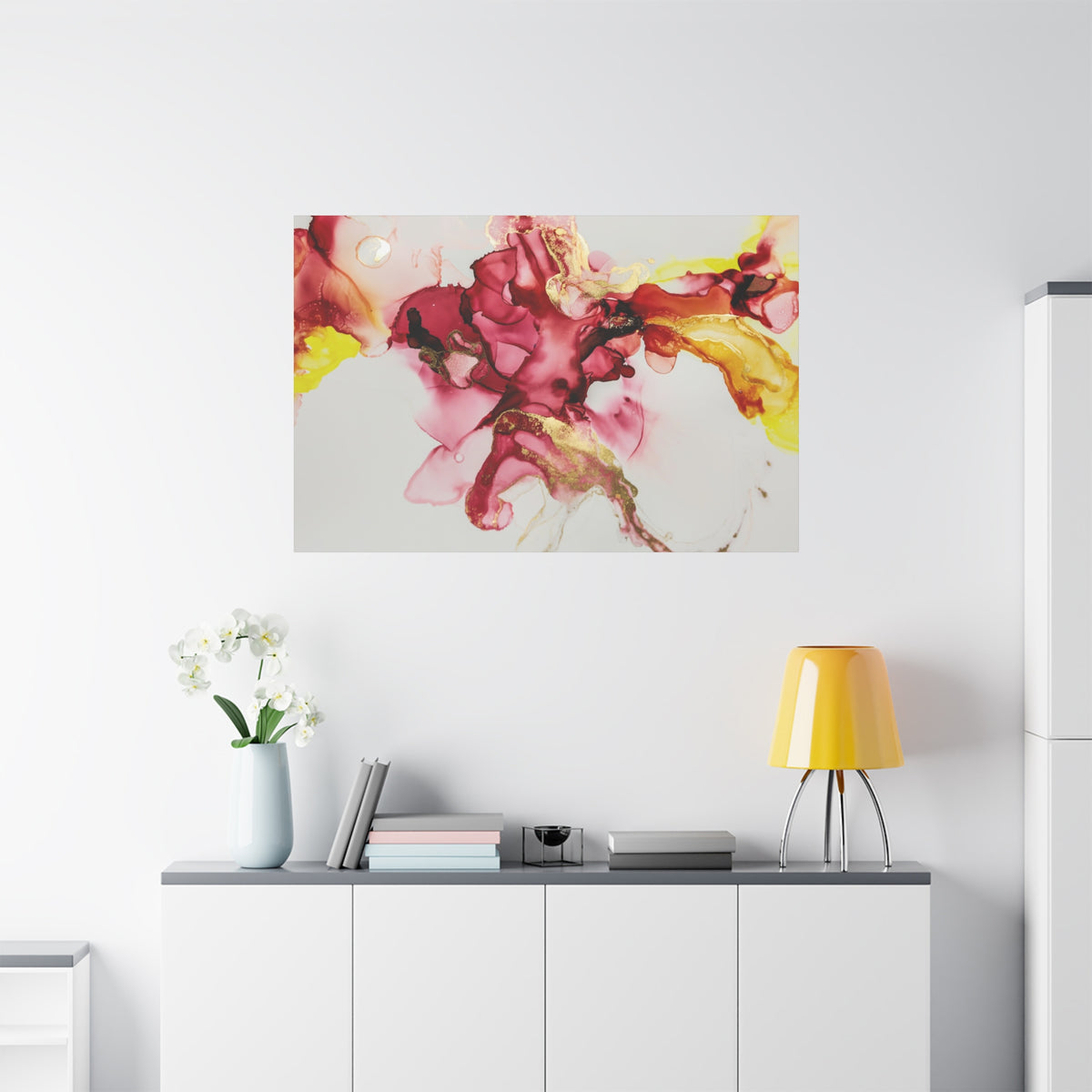 Abstract Pink & Gold Alcohol Ink Art Canvas Print — Matte Stretched Wall Art