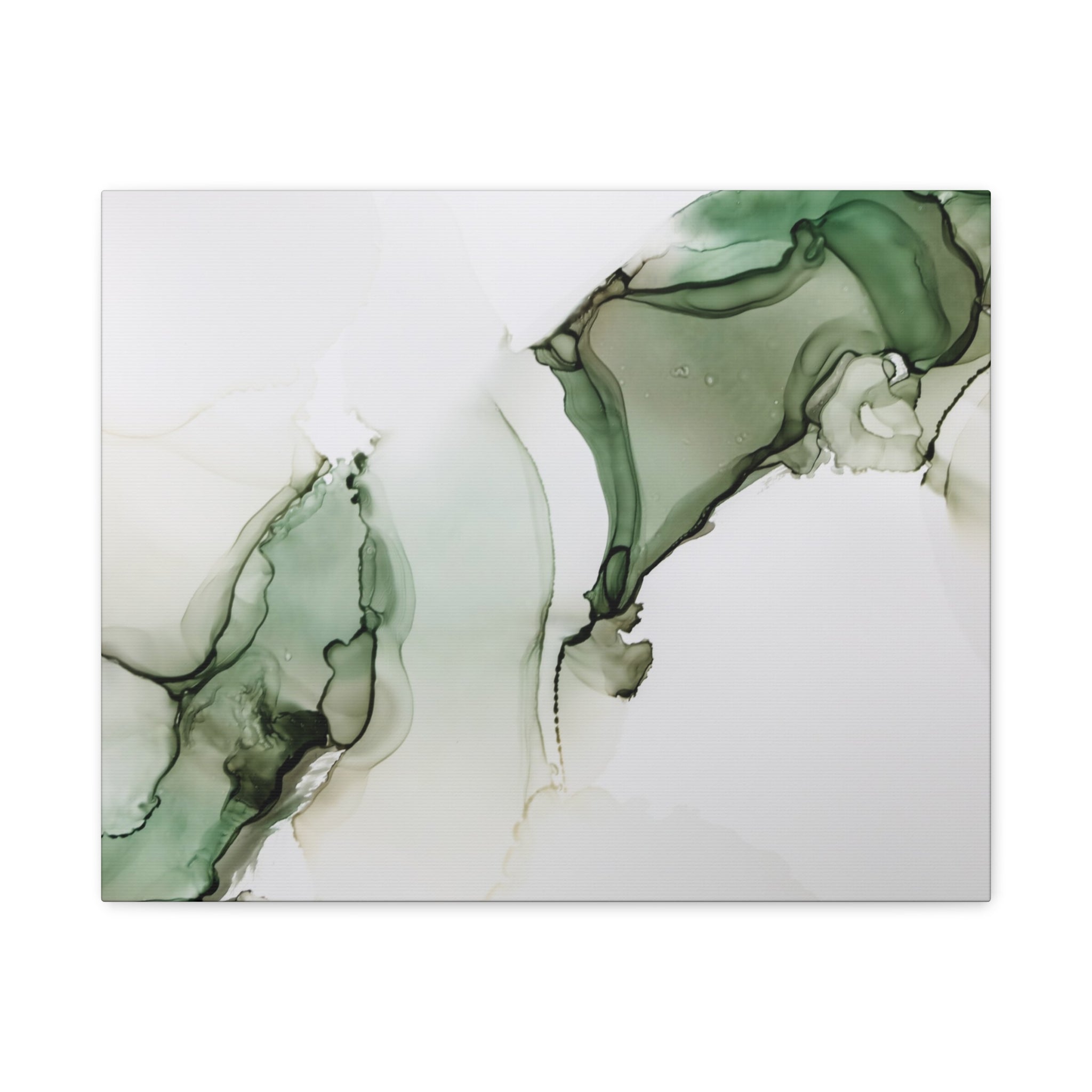 Green Ink Abstract Matte Canvas Print — Stretched 1.25" Wall Art