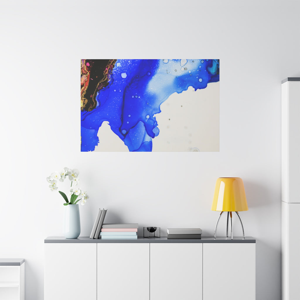 Abstract Blue Ink Art Canvas Print — Oceanic Fluid Painting