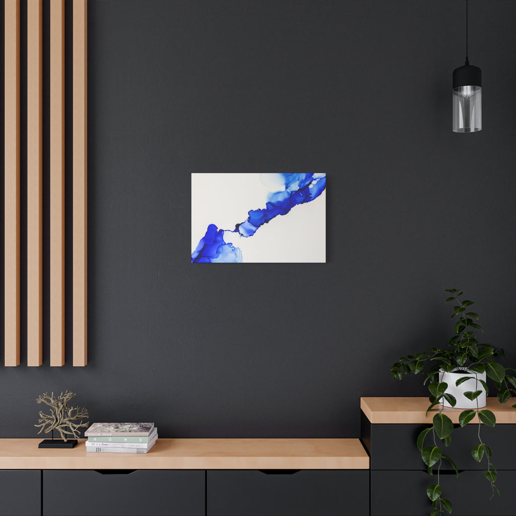 Blue Ink Abstract Matte Canvas Print — Stretched 1.25\"