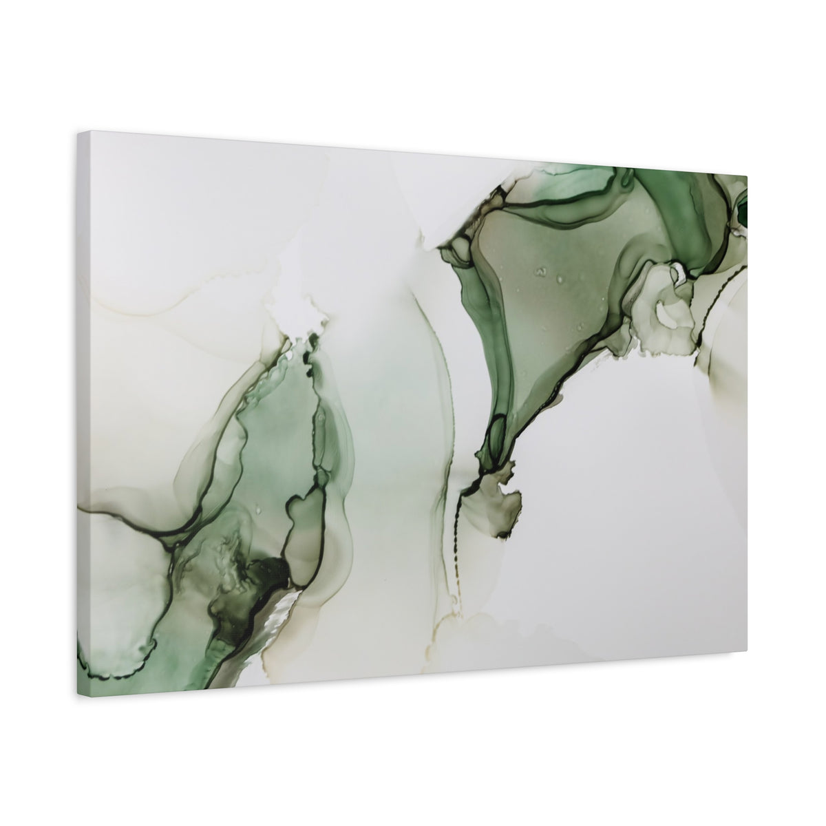 Green Ink Abstract Matte Canvas Print — Stretched 1.25" Wall Art