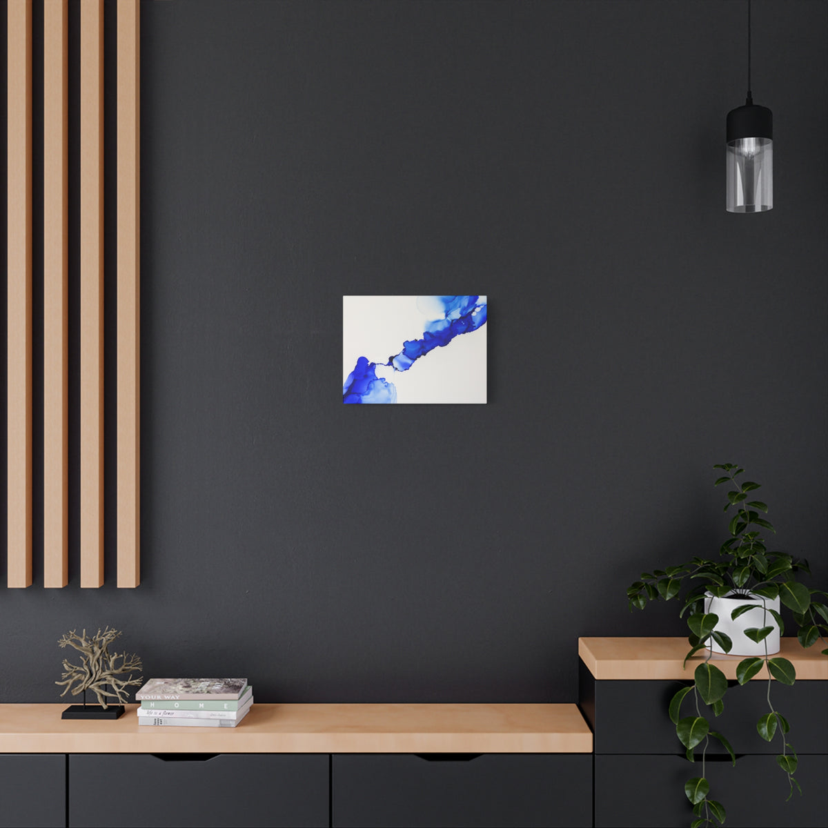 Blue Ink Abstract Matte Canvas Print — Stretched 1.25\"