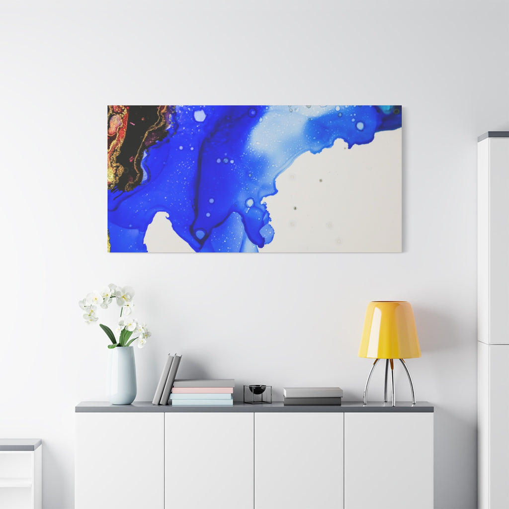 Abstract Blue Ink Art Canvas Print — Oceanic Fluid Painting