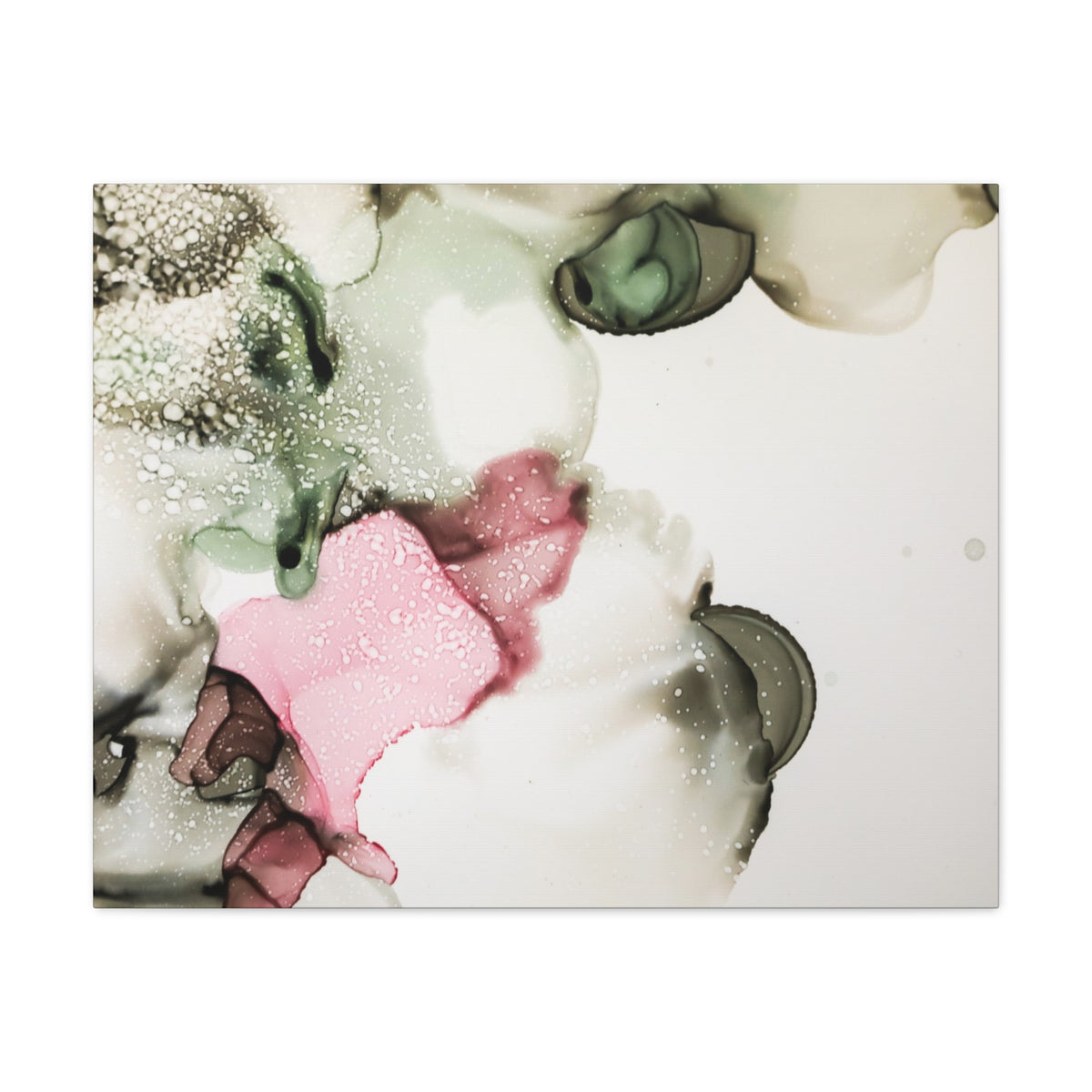 Abstract Pink & Sage Alcohol Ink Canvas Print — Modern Wall Art