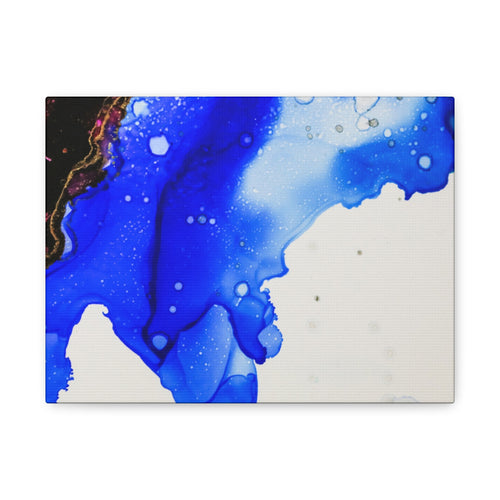 Abstract Blue Ink Art Canvas Print — Oceanic Fluid Painting