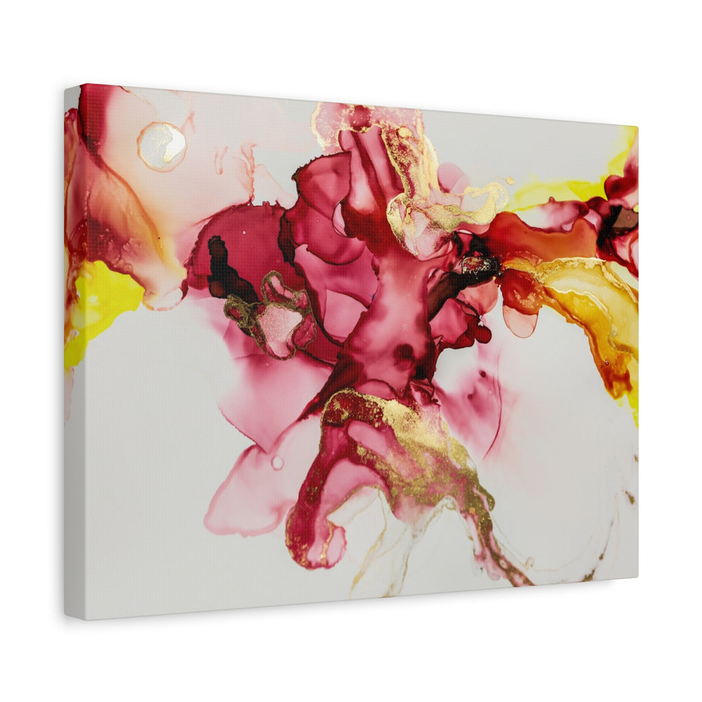 Abstract Pink & Gold Alcohol Ink Art Canvas Print — Matte Stretched Wall Art
