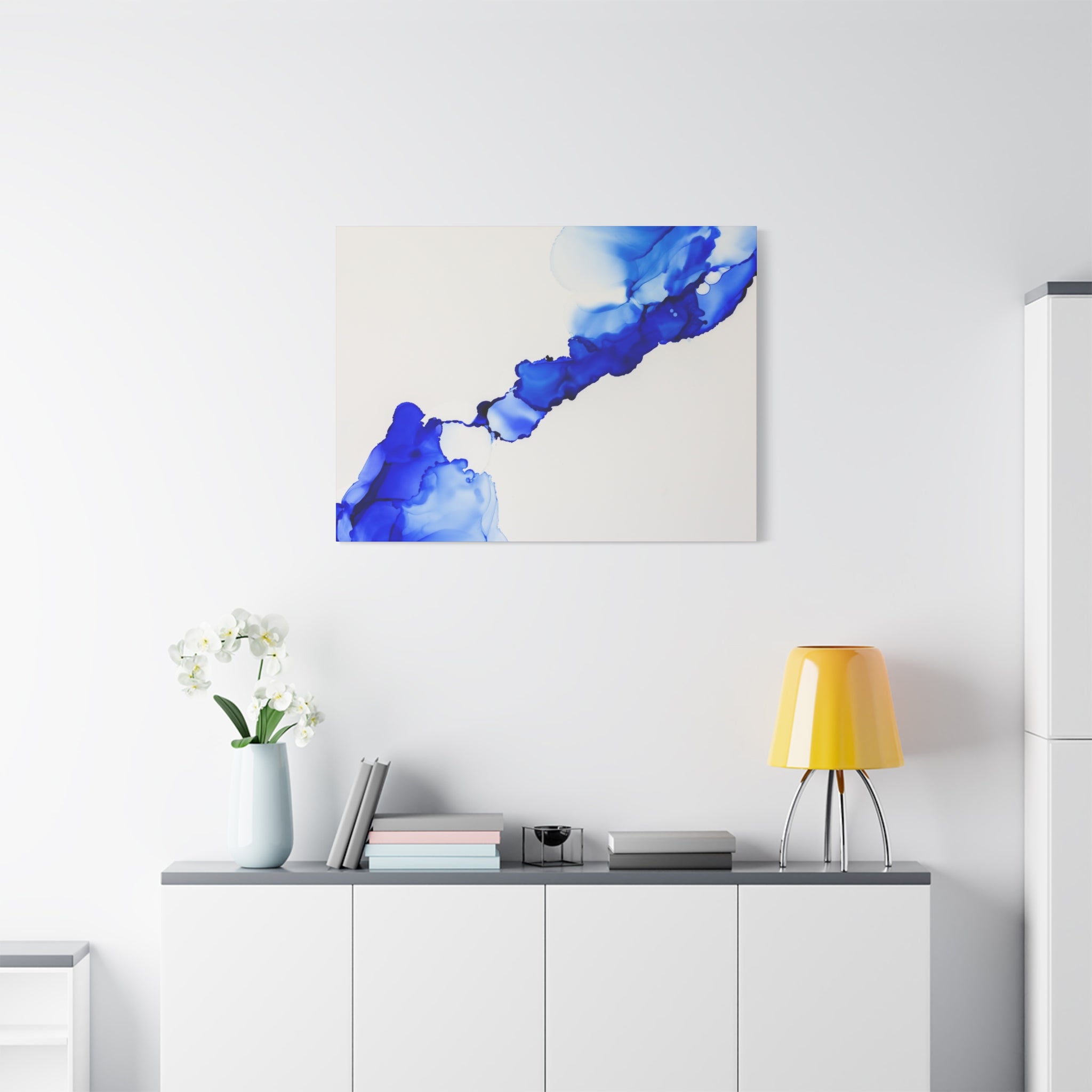 Blue Ink Abstract Matte Canvas Print — Stretched 1.25\"