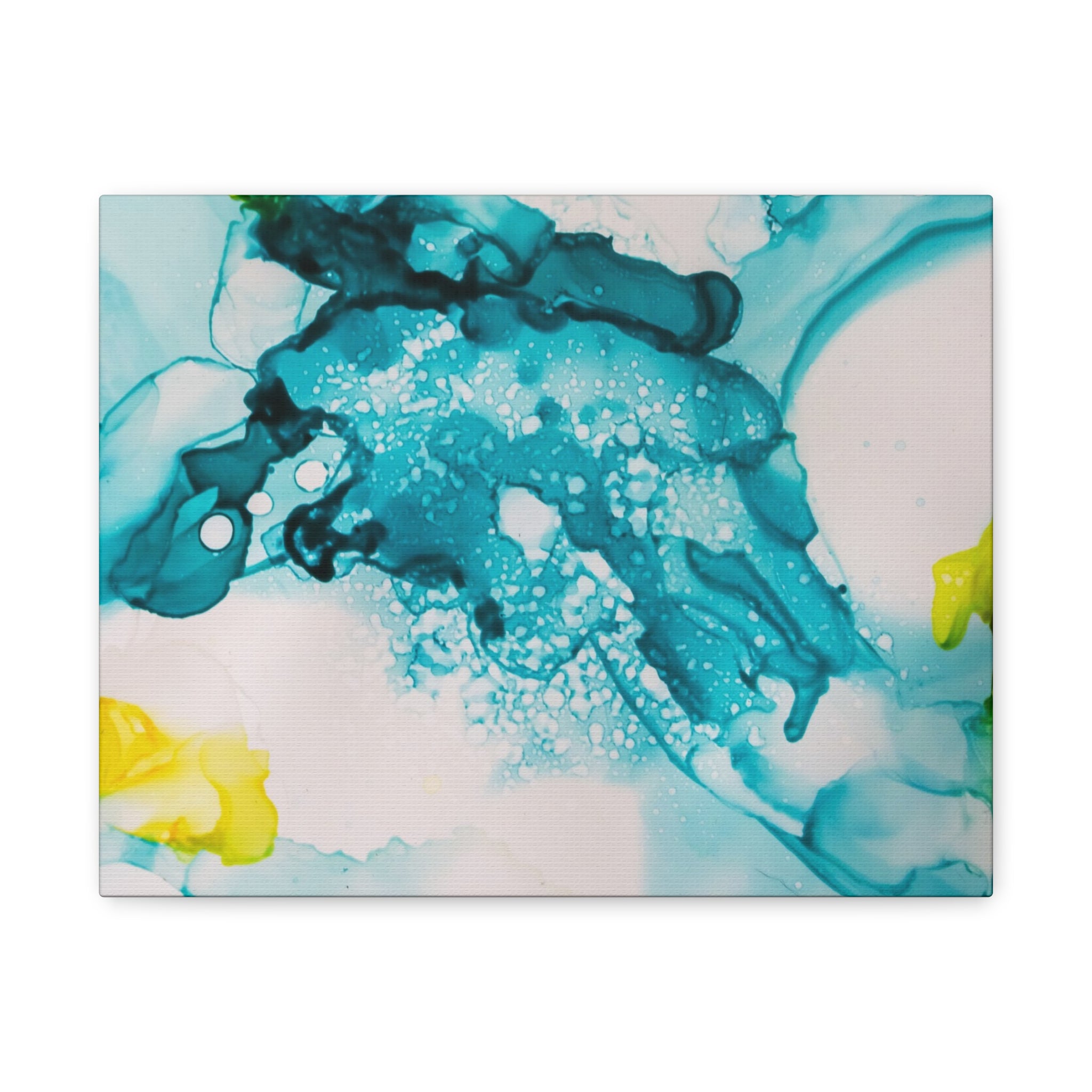 Teal & Yellow Abstract Fluid Art Canvas