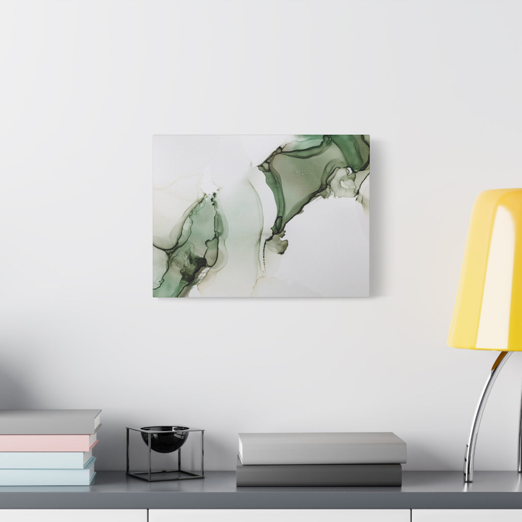 Green Ink Abstract Matte Canvas Print — Stretched 1.25" Wall Art