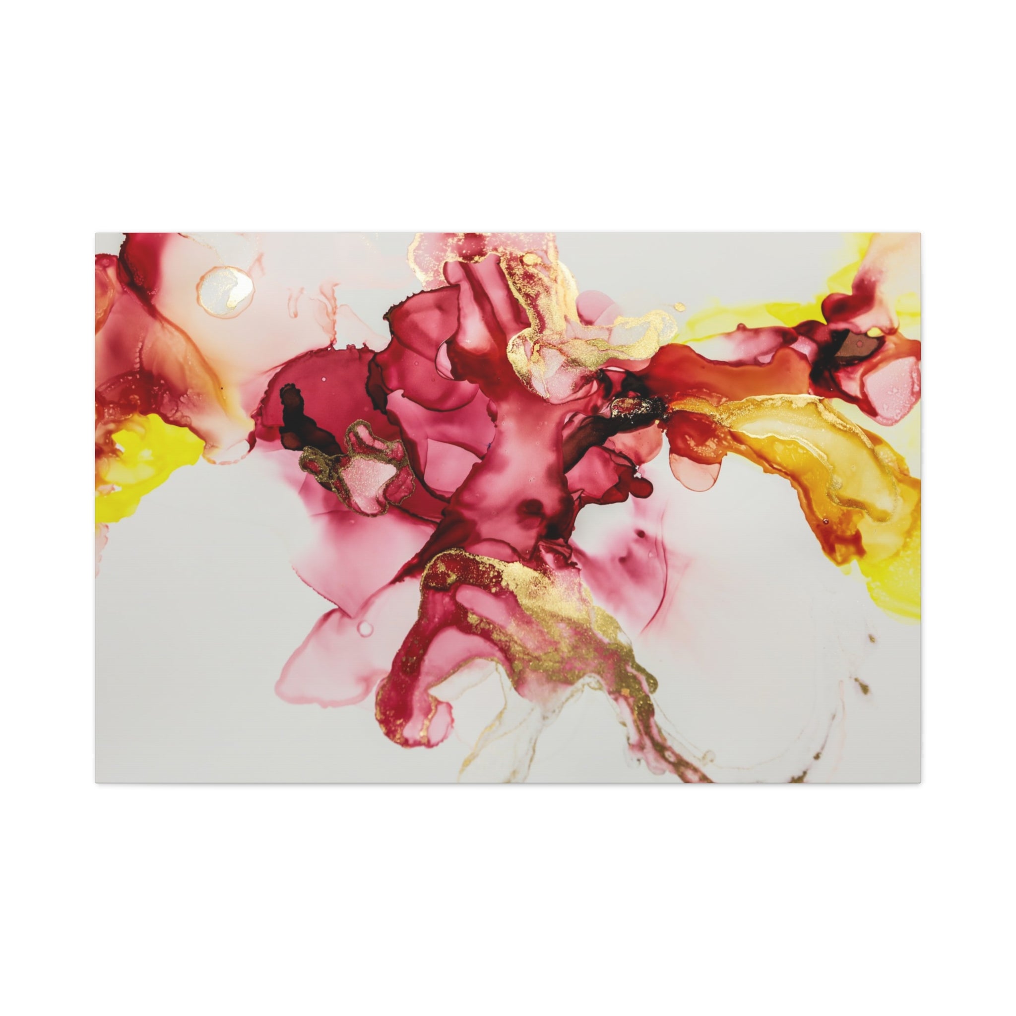 Abstract Pink & Gold Alcohol Ink Art Canvas Print — Matte Stretched Wall Art
