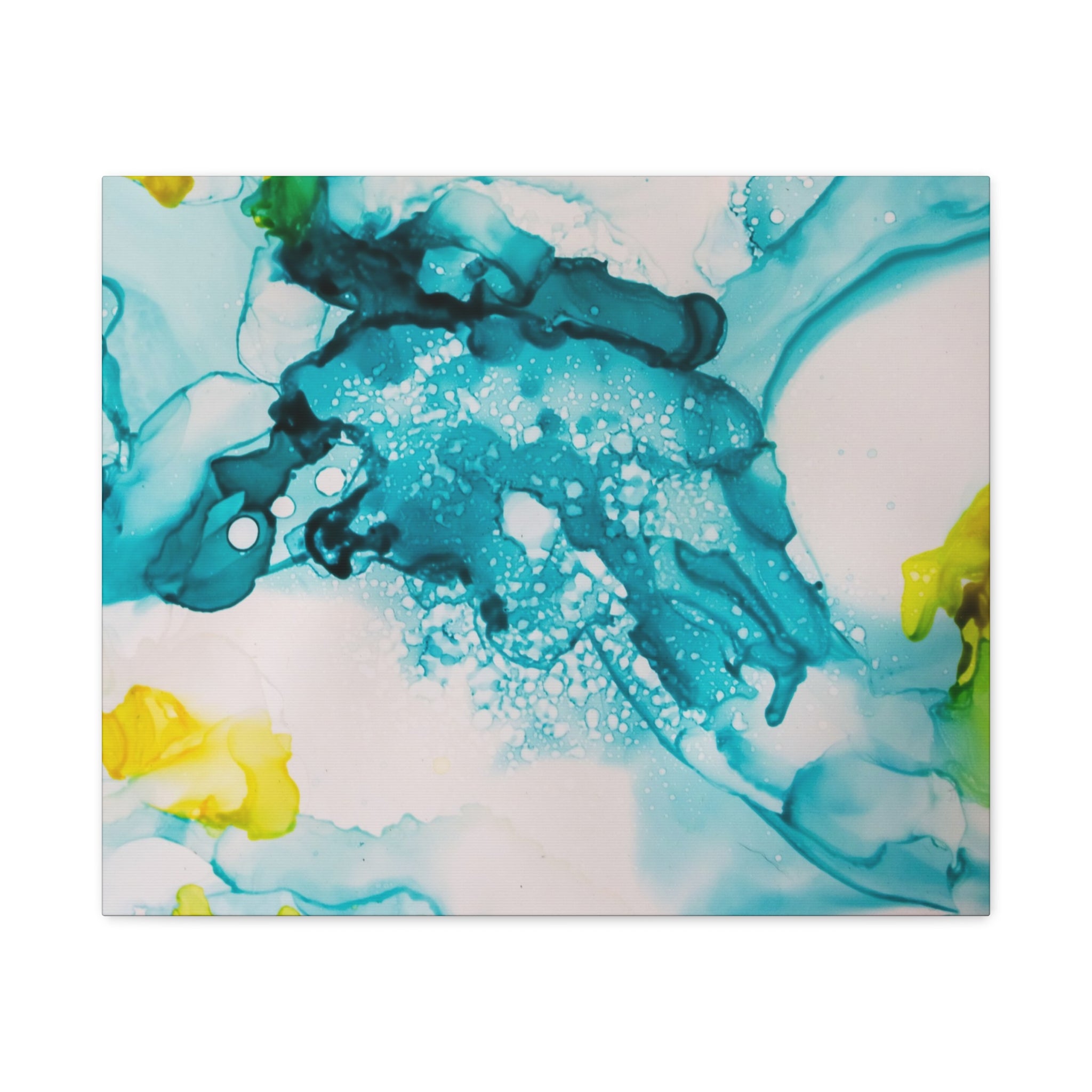 Teal & Yellow Abstract Fluid Art Canvas