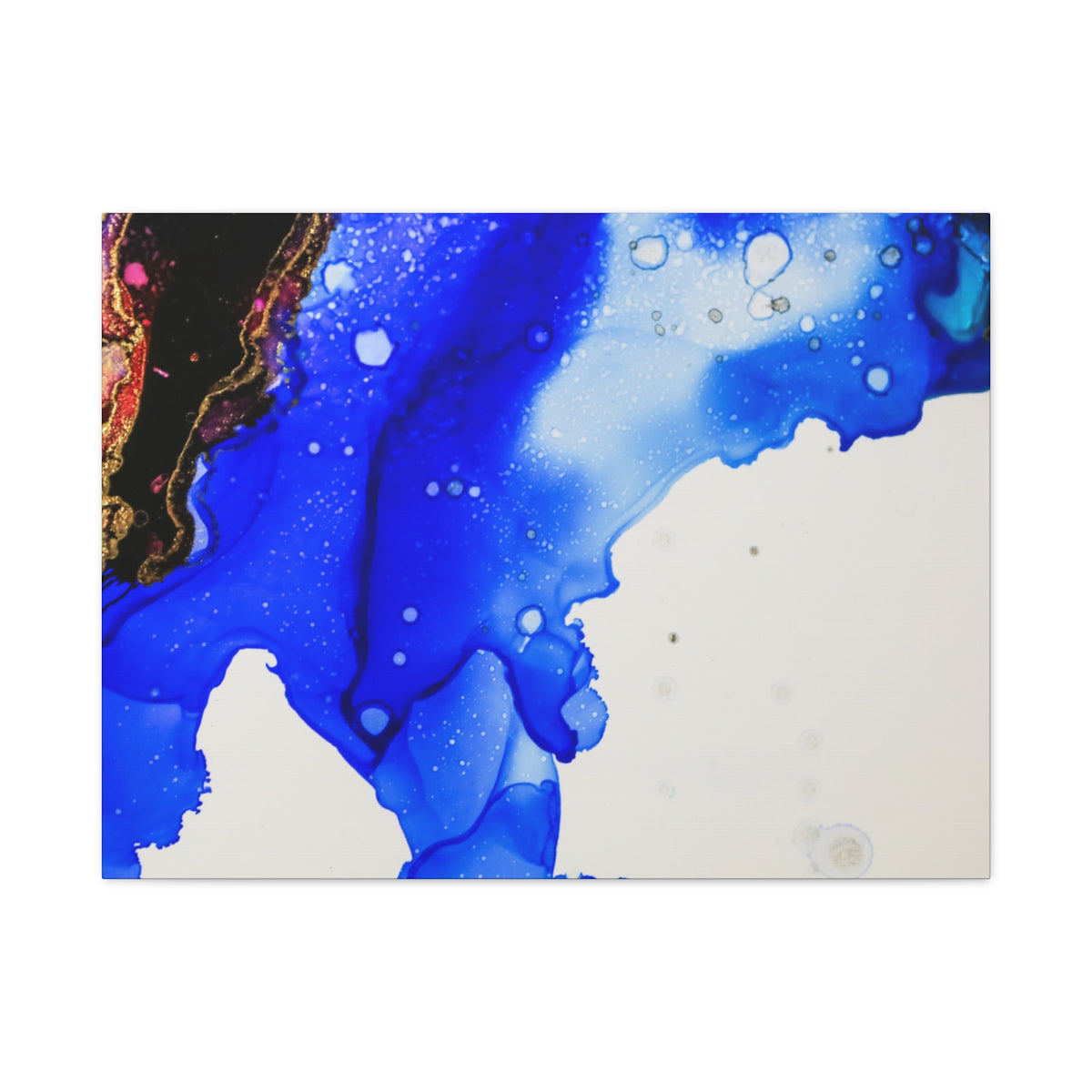 Abstract Blue Ink Art Canvas Print — Oceanic Fluid Painting