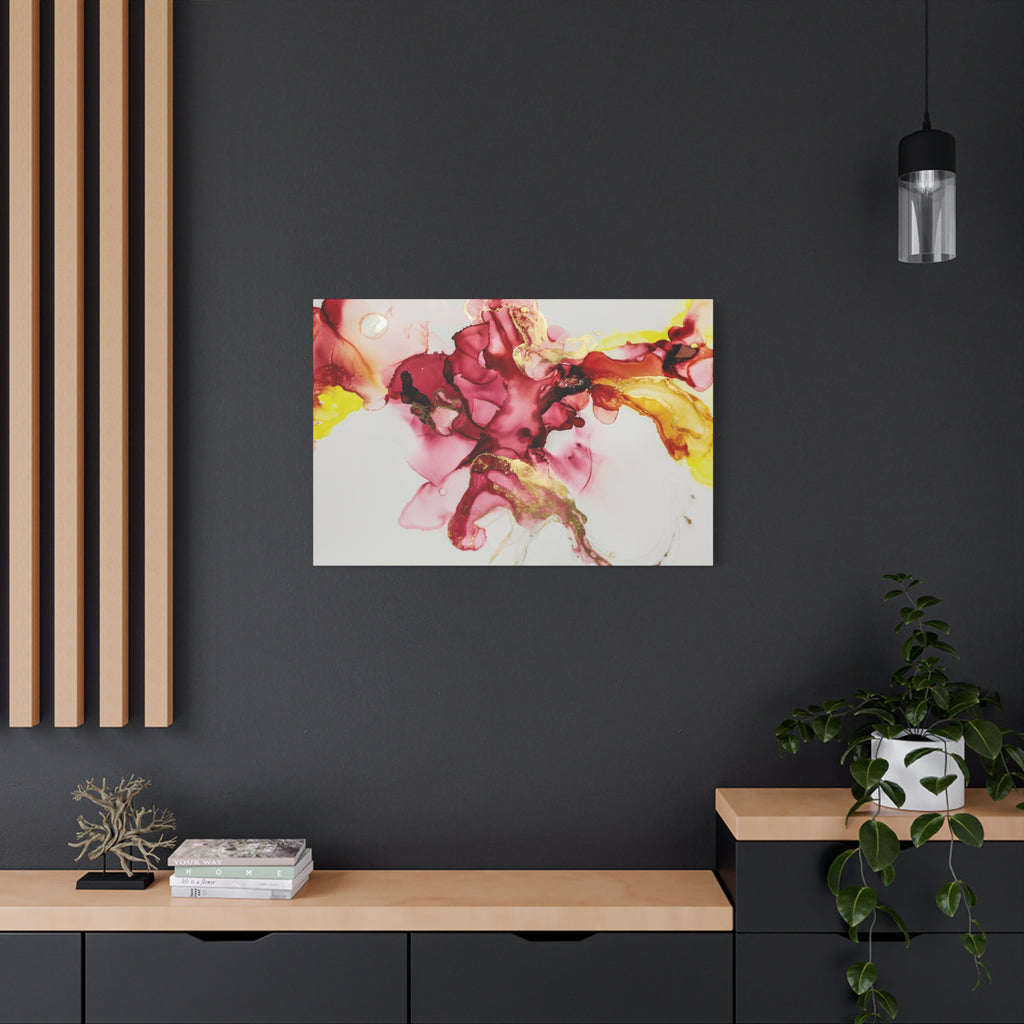 Abstract Pink & Gold Alcohol Ink Art Canvas Print — Matte Stretched Wall Art