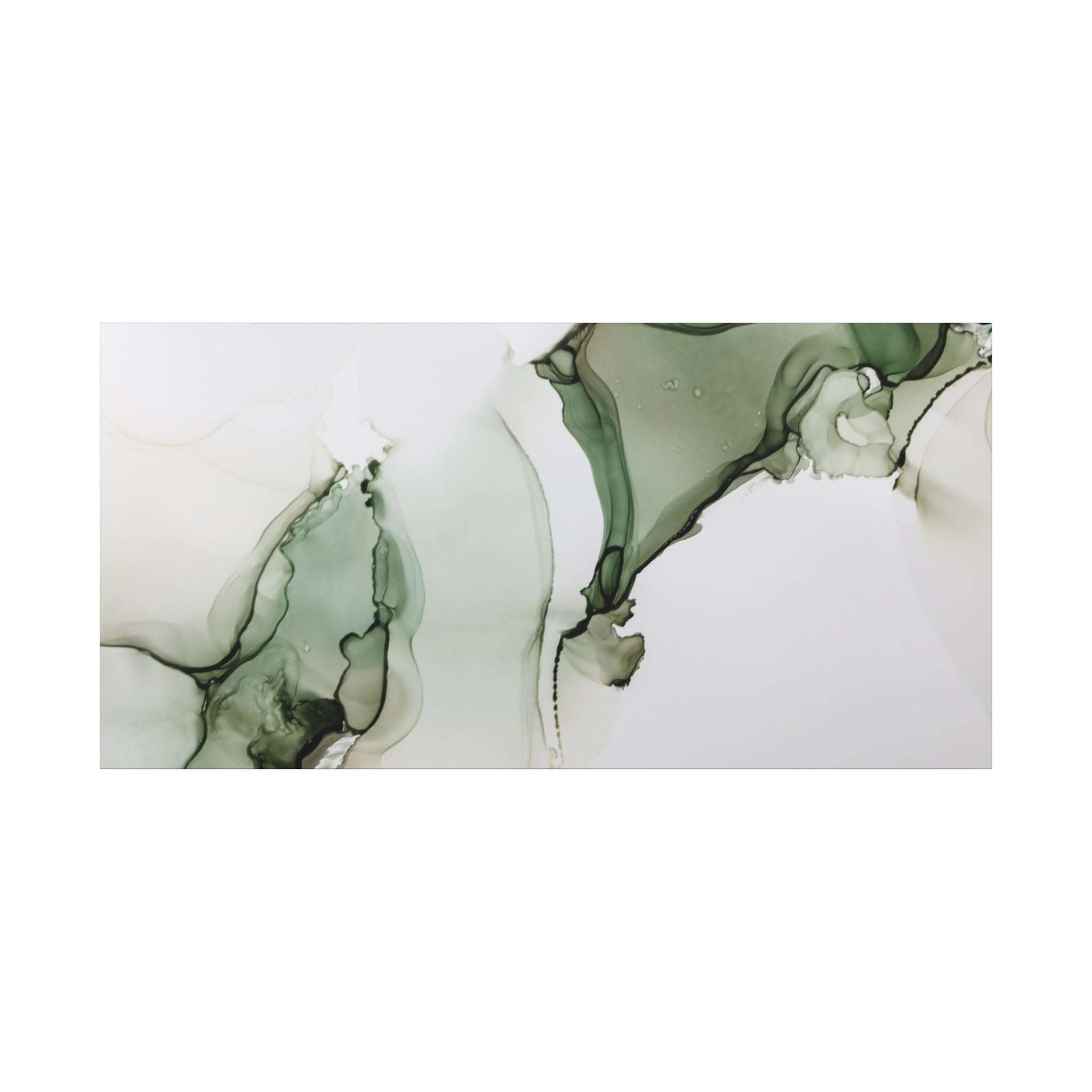 Green Ink Abstract Matte Canvas Print — Stretched 1.25" Wall Art