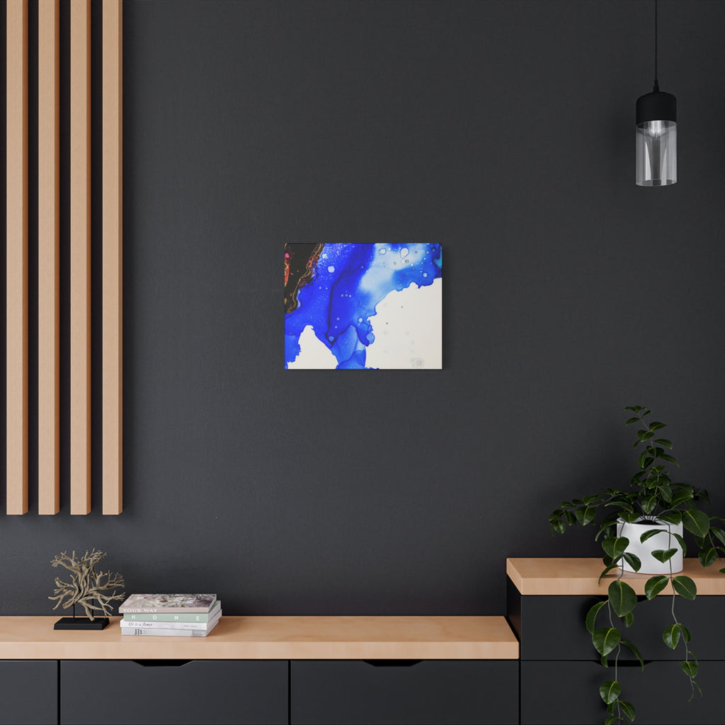 Abstract Blue Ink Art Canvas Print — Oceanic Fluid Painting