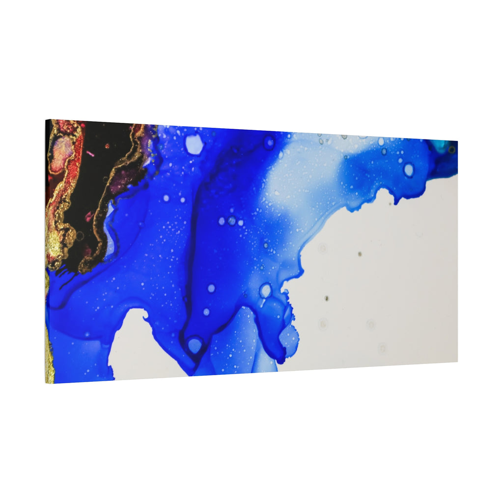 Abstract Blue Ink Art Canvas Print — Oceanic Fluid Painting