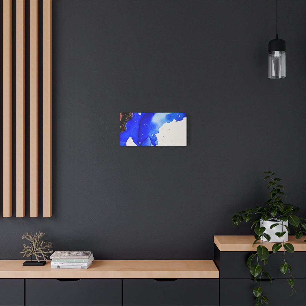 Abstract Blue Ink Art Canvas Print — Oceanic Fluid Painting