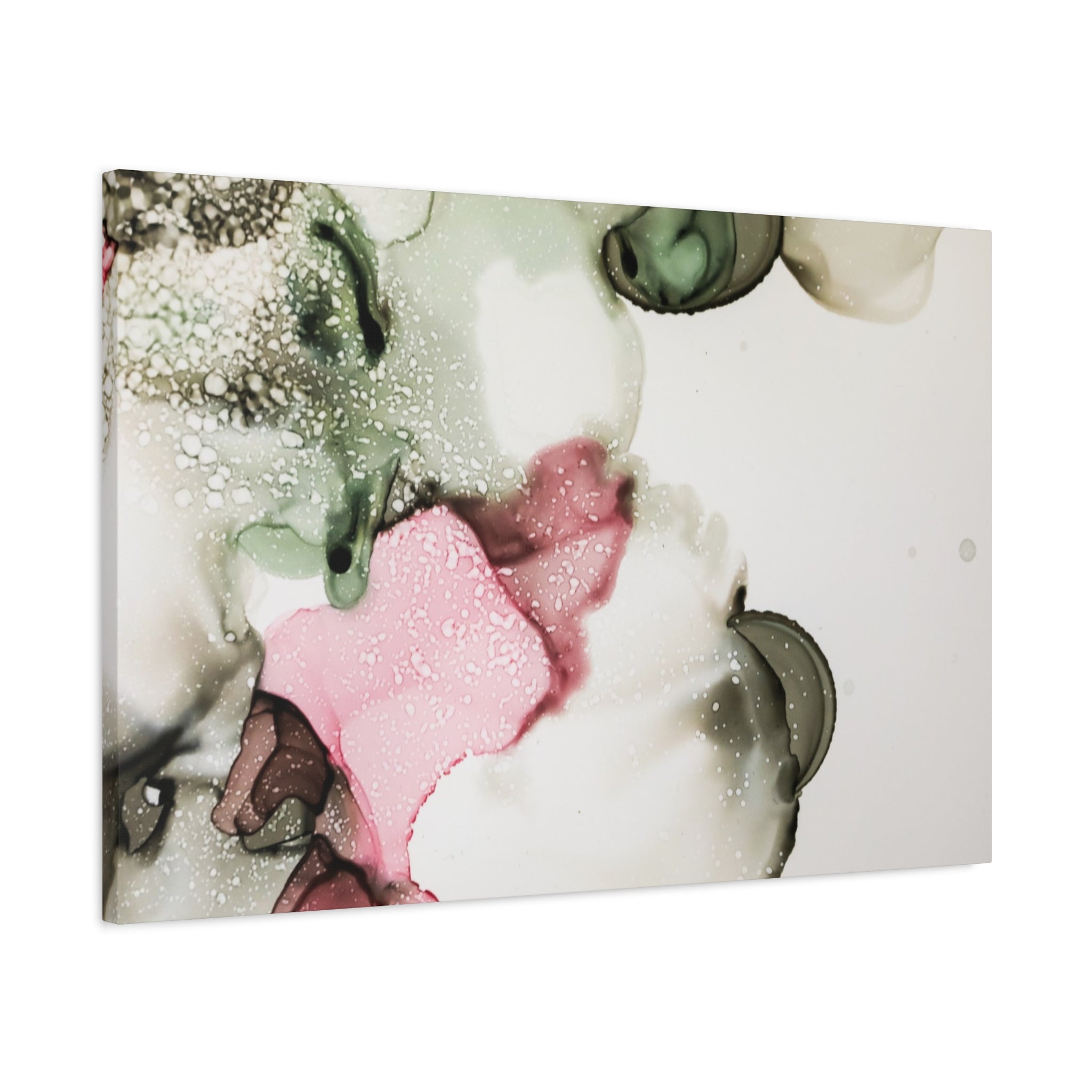 Abstract Pink & Sage Alcohol Ink Canvas Print — Modern Wall Art
