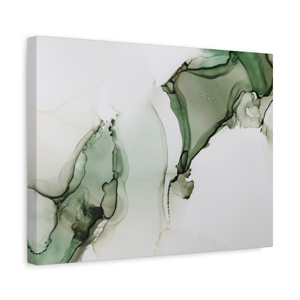 Green Ink Abstract Matte Canvas Print — Stretched 1.25" Wall Art