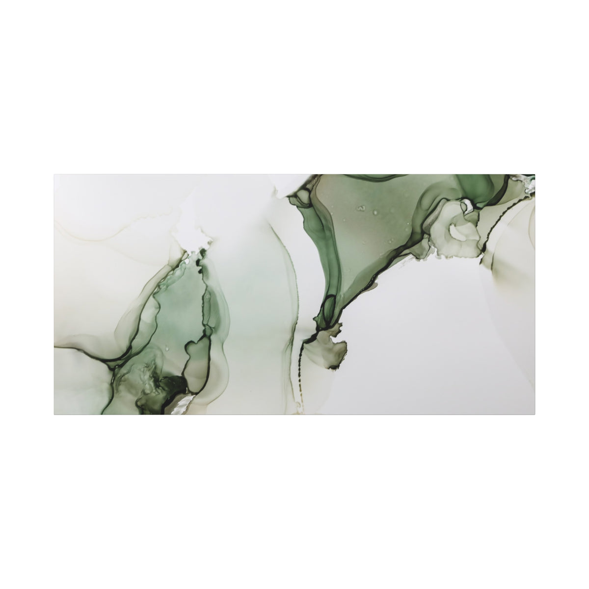 Green Ink Abstract Matte Canvas Print — Stretched 1.25" Wall Art