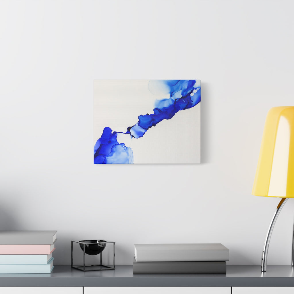 Blue Ink Abstract Matte Canvas Print — Stretched 1.25\"