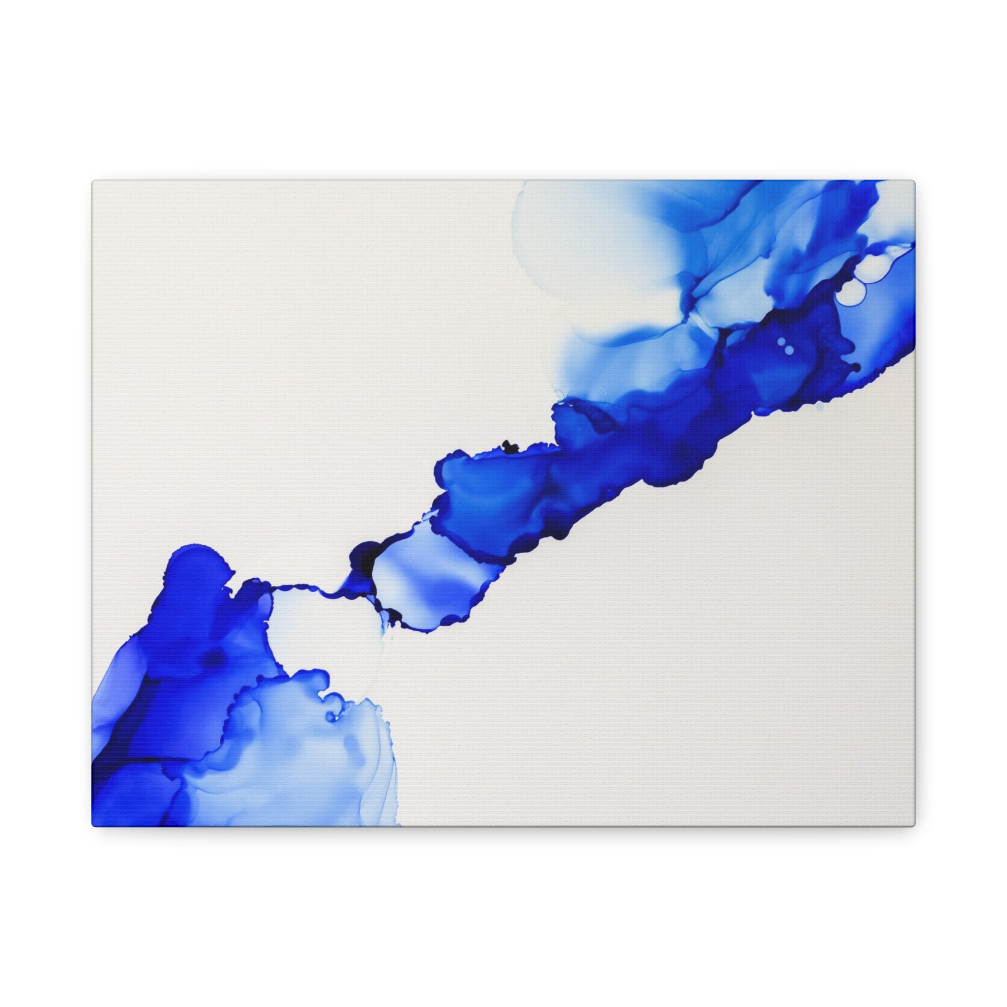 Blue Ink Abstract Matte Canvas Print — Stretched 1.25\"