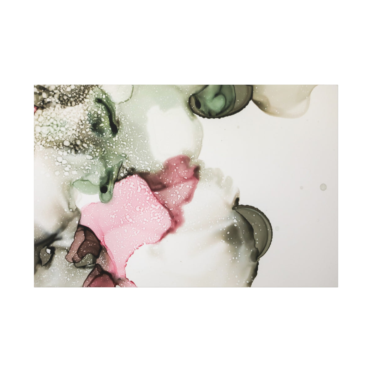 Abstract Pink & Sage Alcohol Ink Canvas Print — Modern Wall Art