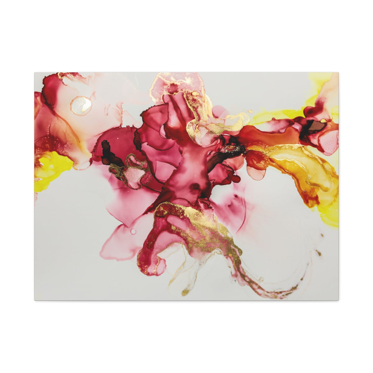 Abstract Pink & Gold Alcohol Ink Art Canvas Print — Matte Stretched Wall Art
