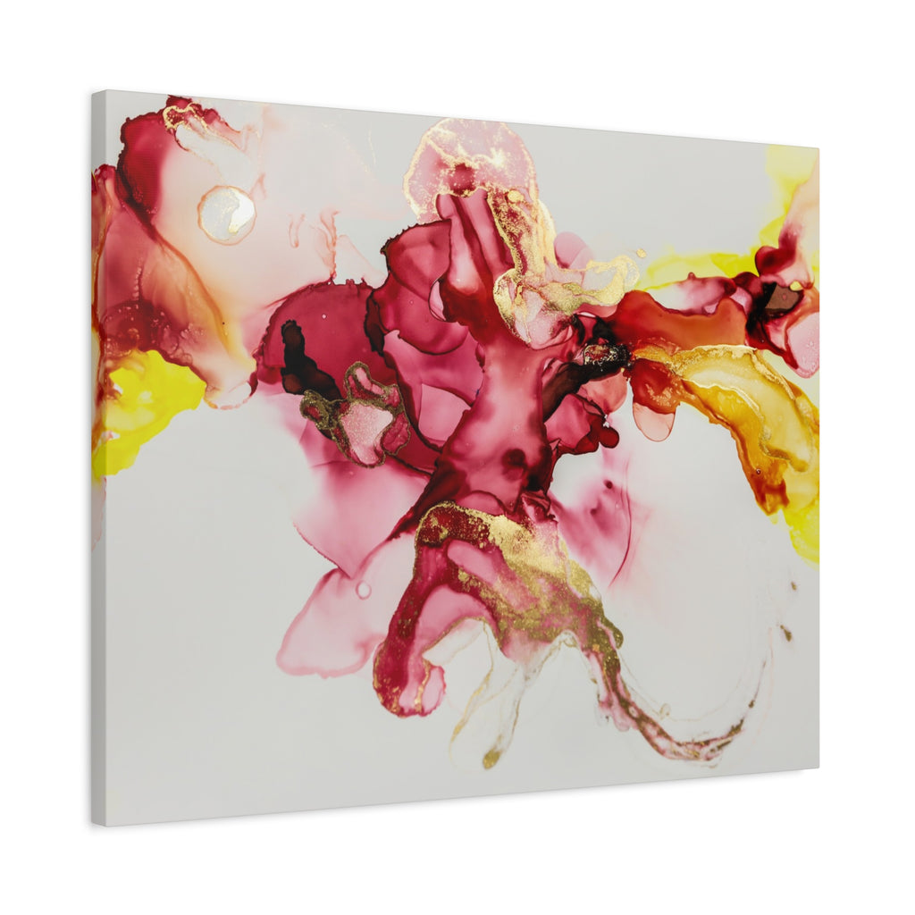 Abstract Pink & Gold Alcohol Ink Art Canvas Print — Matte Stretched Wall Art