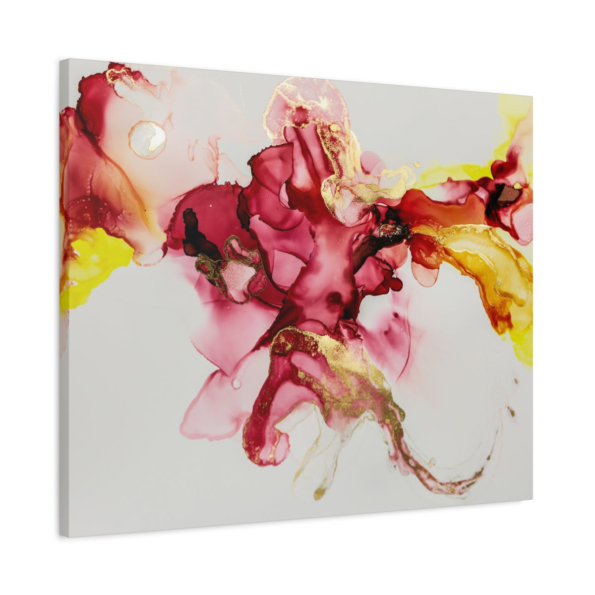 Abstract Pink & Gold Alcohol Ink Art Canvas Print — Matte Stretched Wall Art