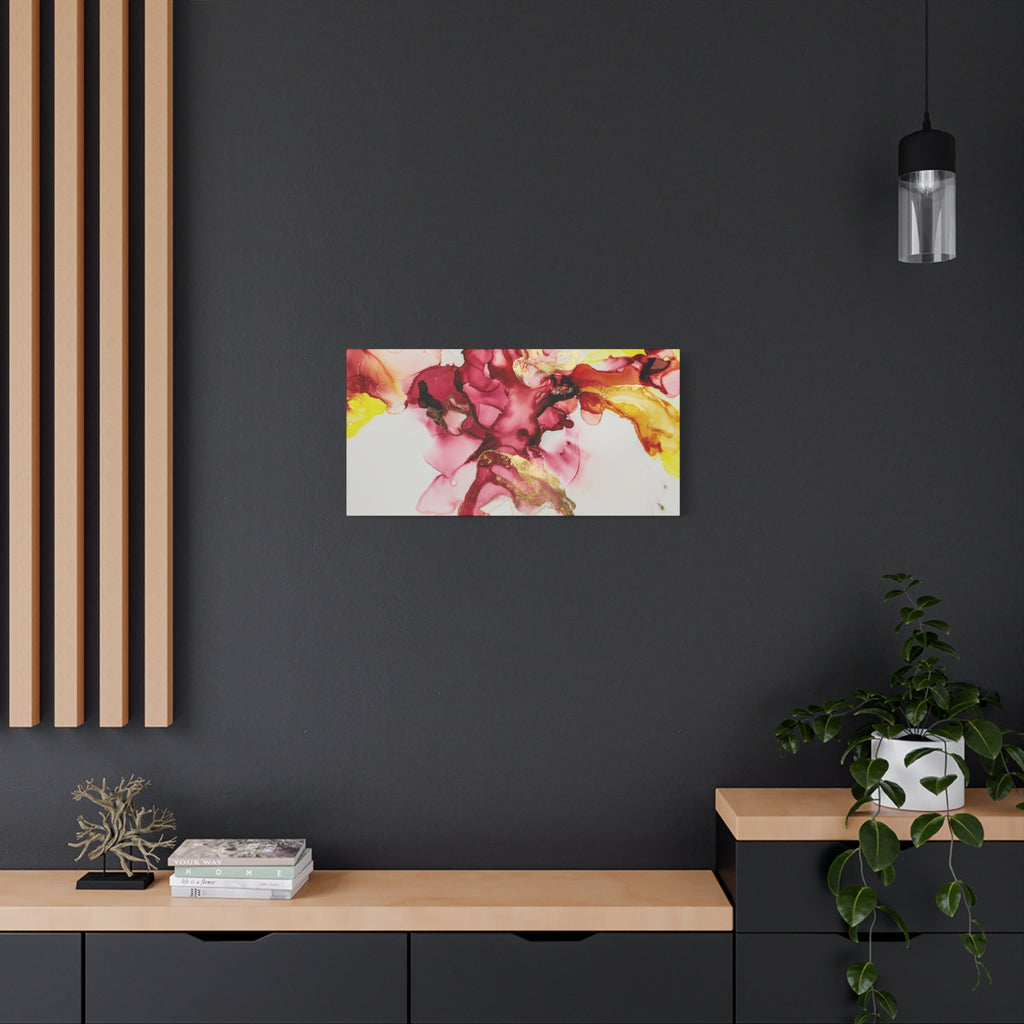 Abstract Pink & Gold Alcohol Ink Art Canvas Print — Matte Stretched Wall Art
