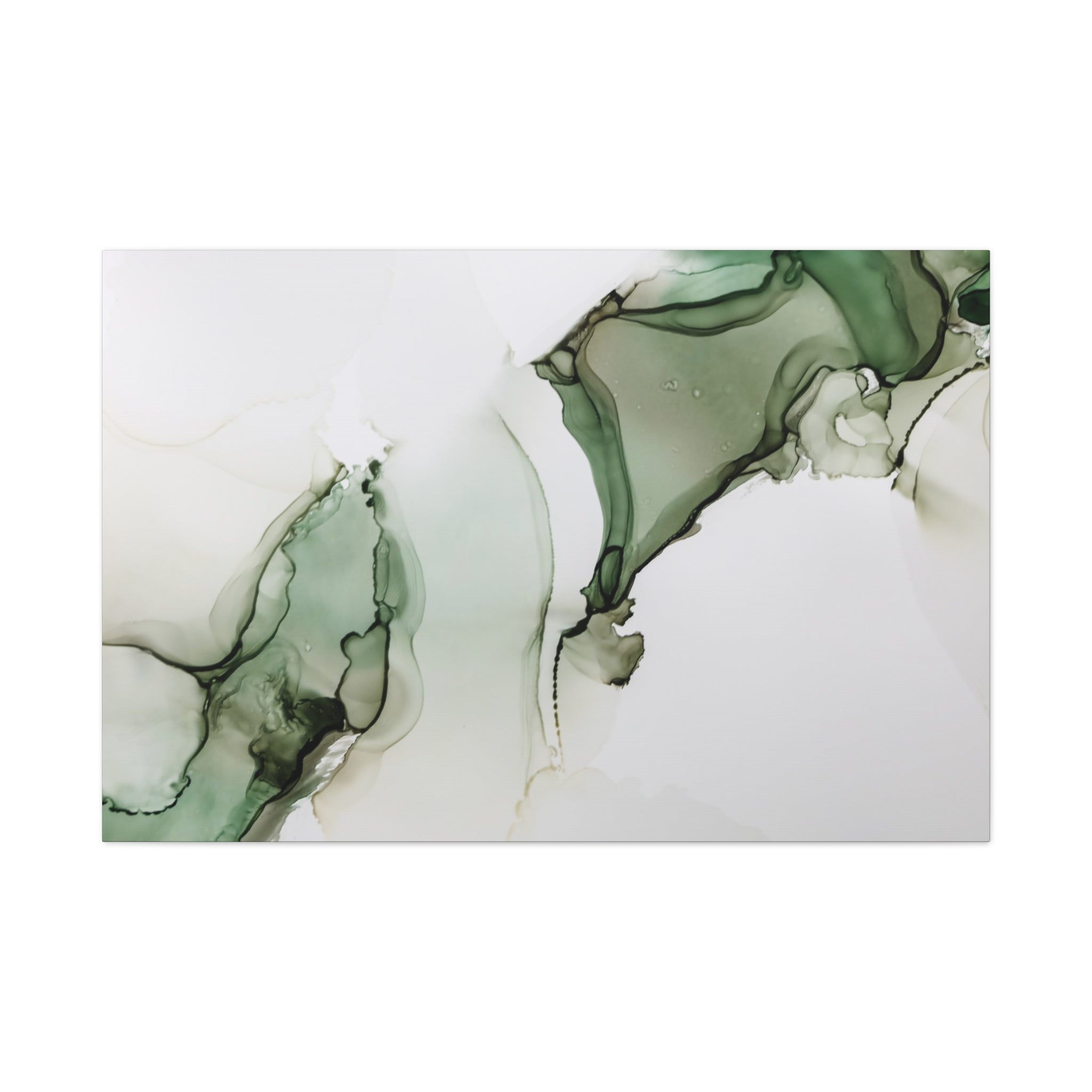 Green Ink Abstract Matte Canvas Print — Stretched 1.25" Wall Art